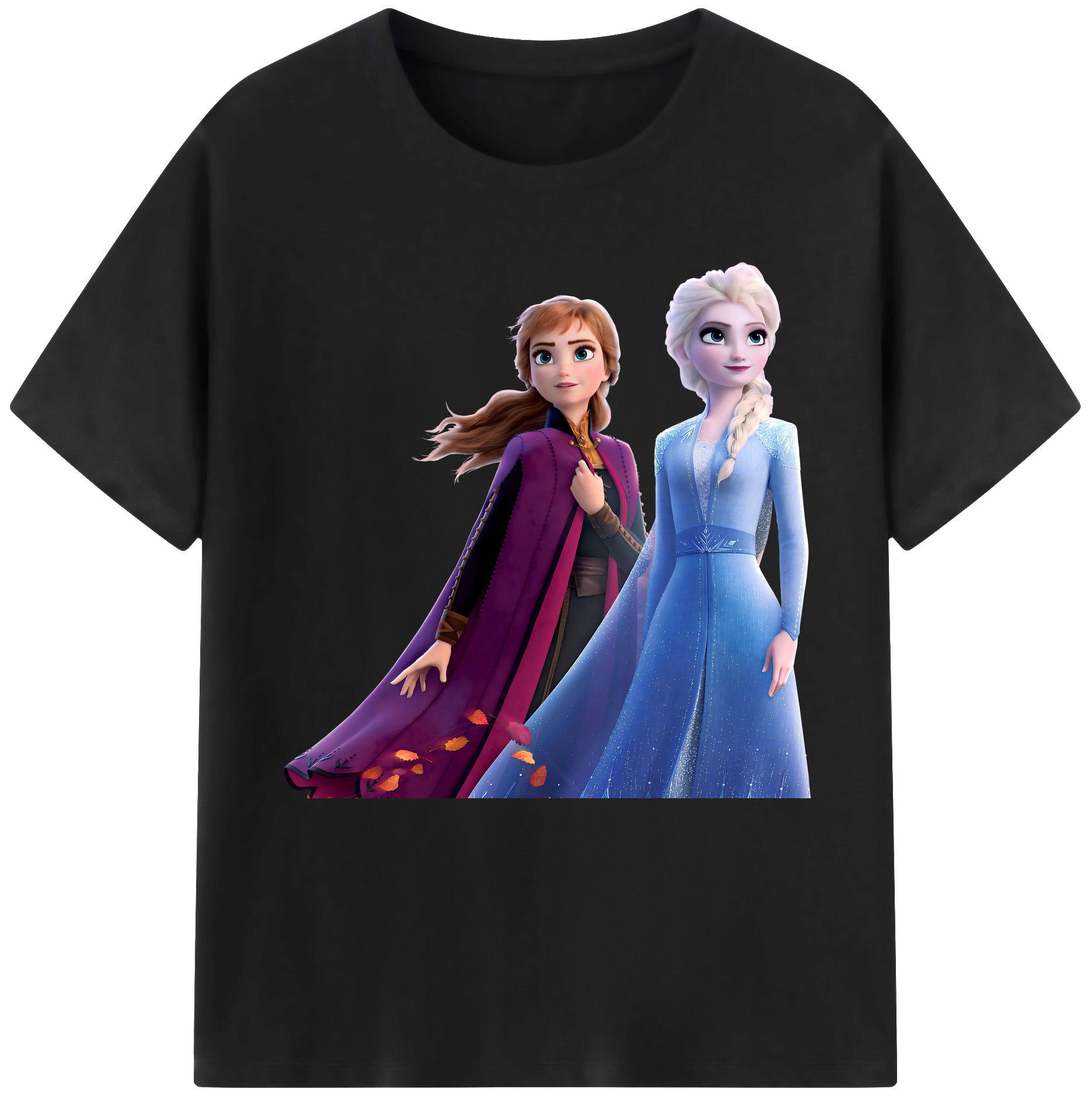 （画像用） アナと雪の女王 アンナ エルサ Frozen Anna Elsa 綿100％半袖Tシャツ（フロントプリント）