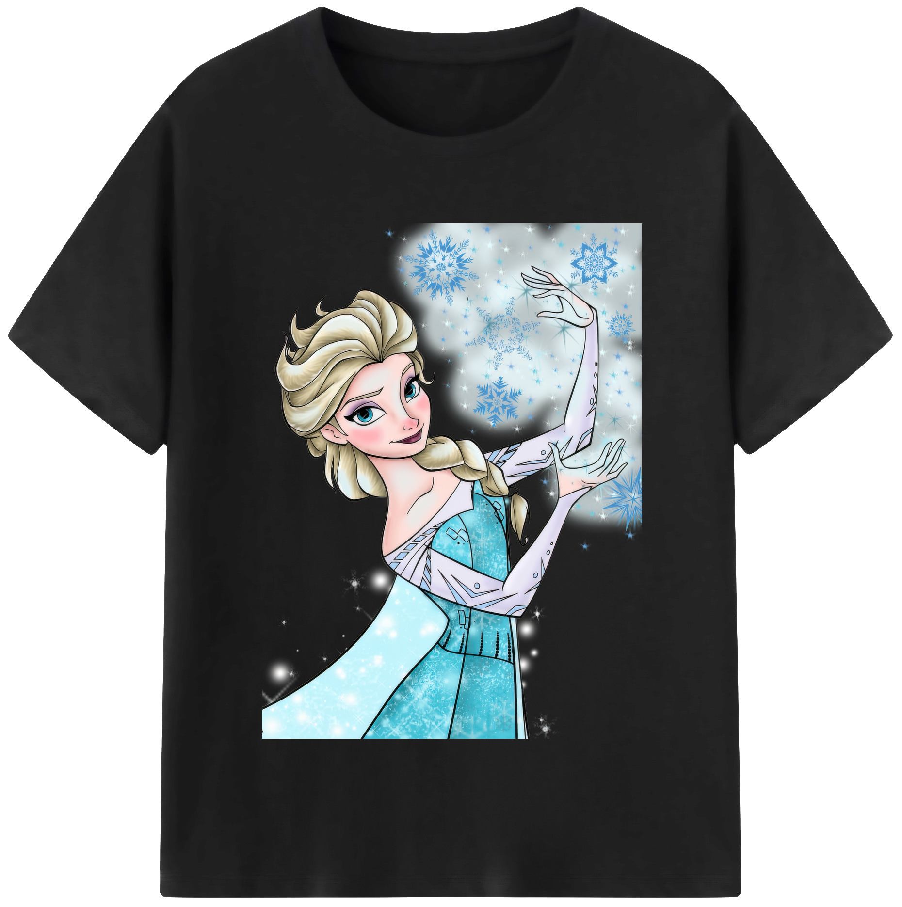 （画像用） アナと雪の女王 アンナ エルサ Frozen Anna Elsa 綿100％半袖Tシャツ（フロントプリント）