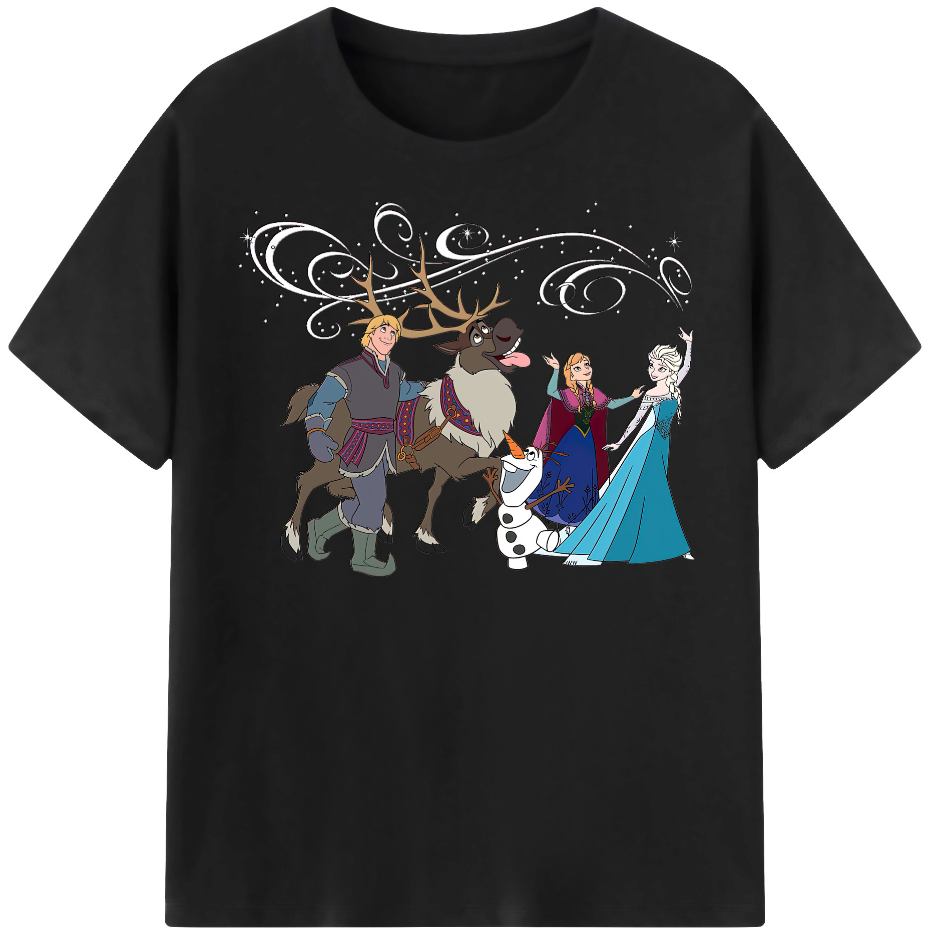 （画像用） アナと雪の女王 アンナ エルサ Frozen Anna Elsa 綿100％半袖Tシャツ（フロントプリント）