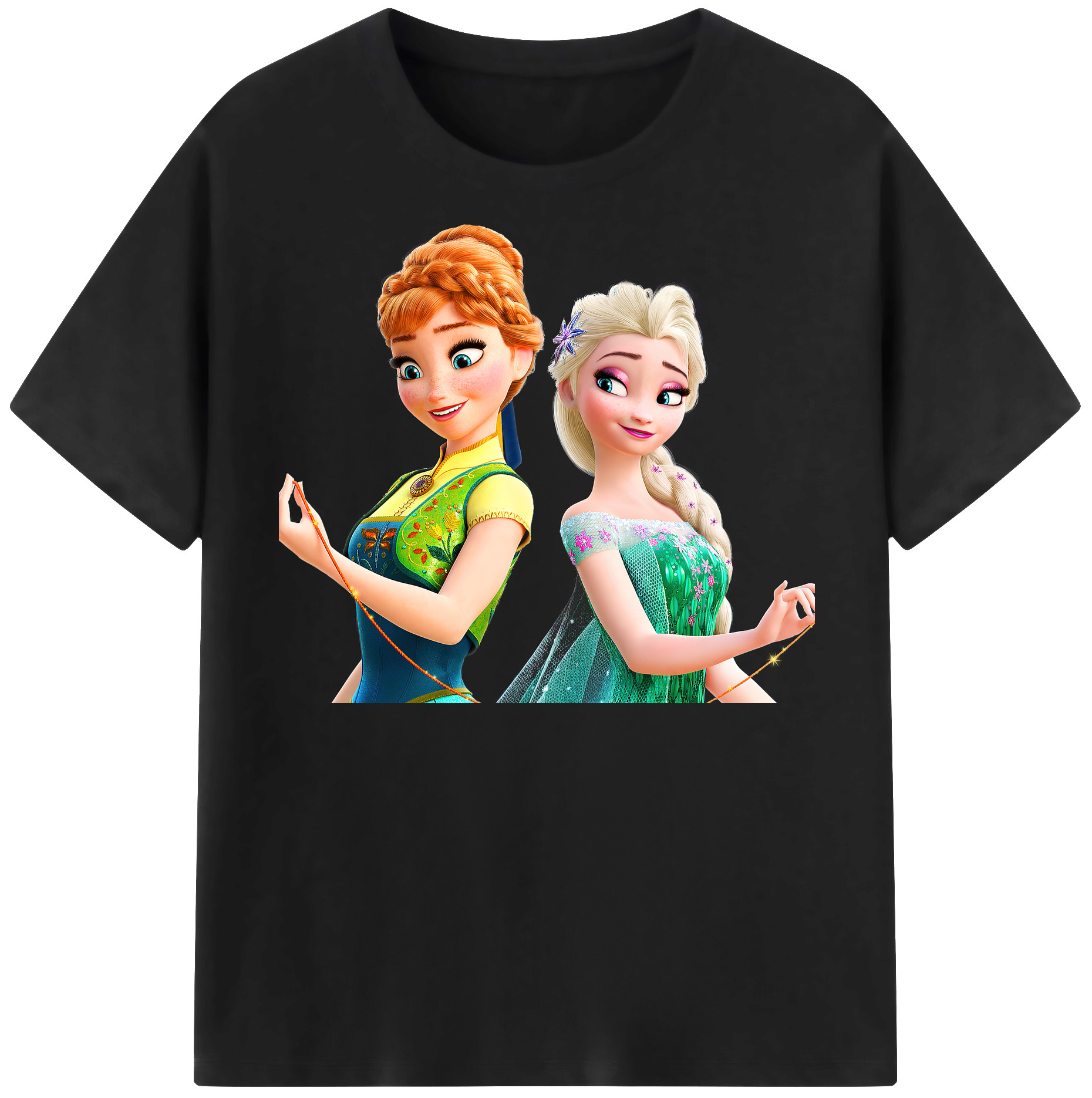 （画像用） アナと雪の女王 アンナ エルサ Frozen Anna Elsa 綿100％半袖Tシャツ（フロントプリント）