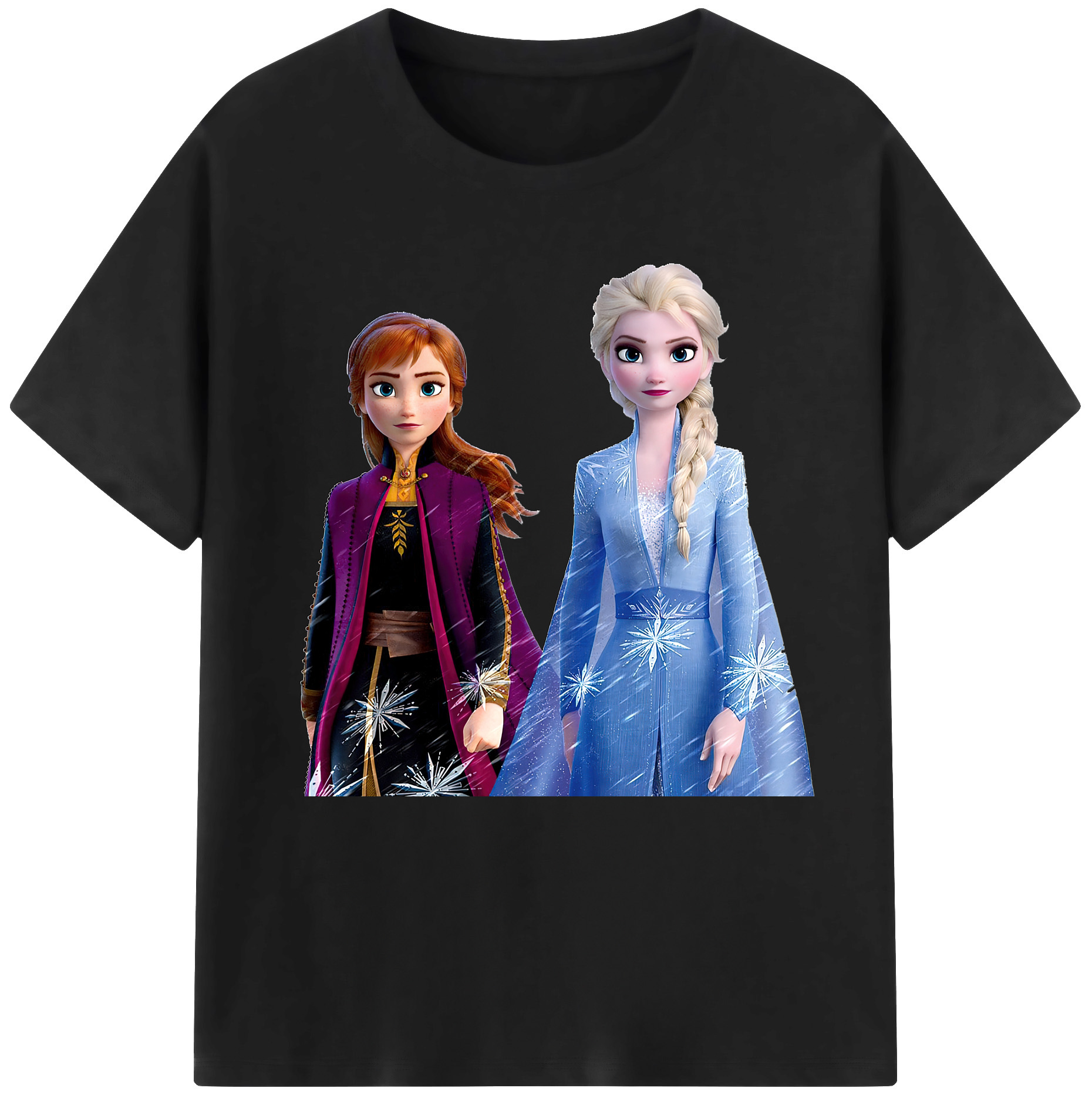 （画像用） アナと雪の女王 アンナ エルサ Frozen Anna Elsa 綿100％半袖Tシャツ（フロントプリント）