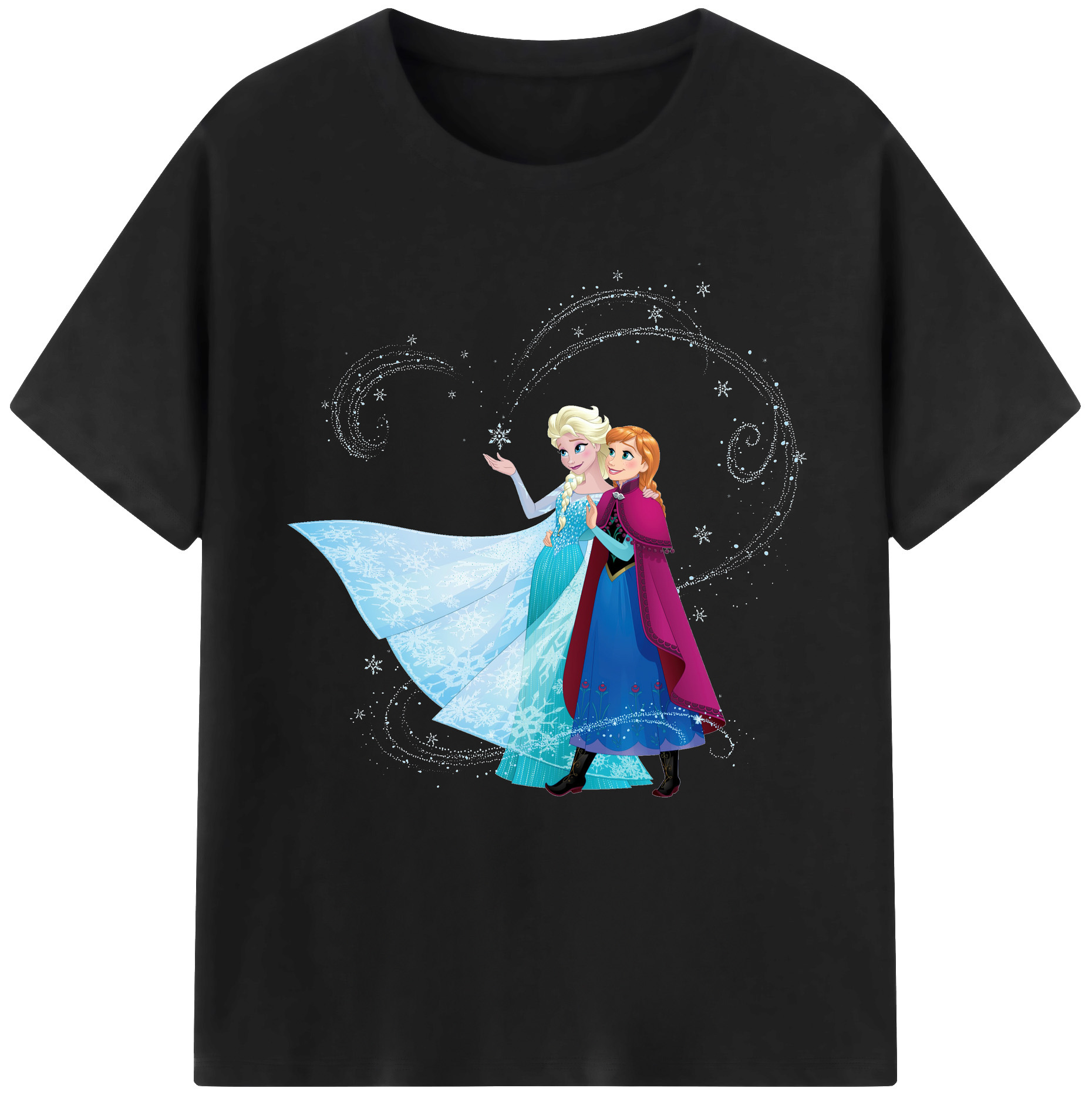 （画像用） アナと雪の女王 アンナ エルサ Frozen Anna Elsa 綿100％半袖Tシャツ（フロントプリント）
