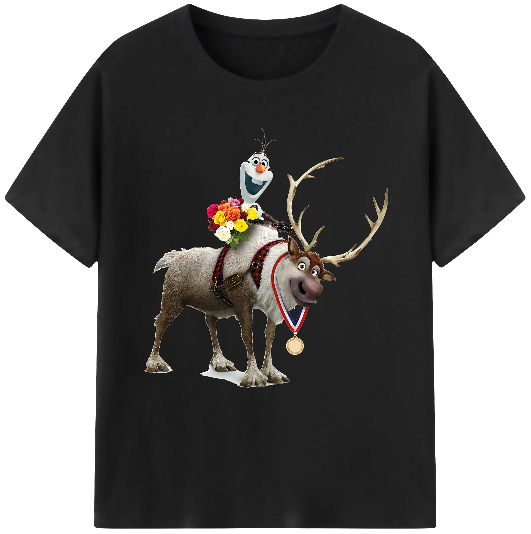 （画像用） アナと雪の女王 アンナ エルサ Frozen Anna Elsa 綿100％半袖Tシャツ（フロントプリント）