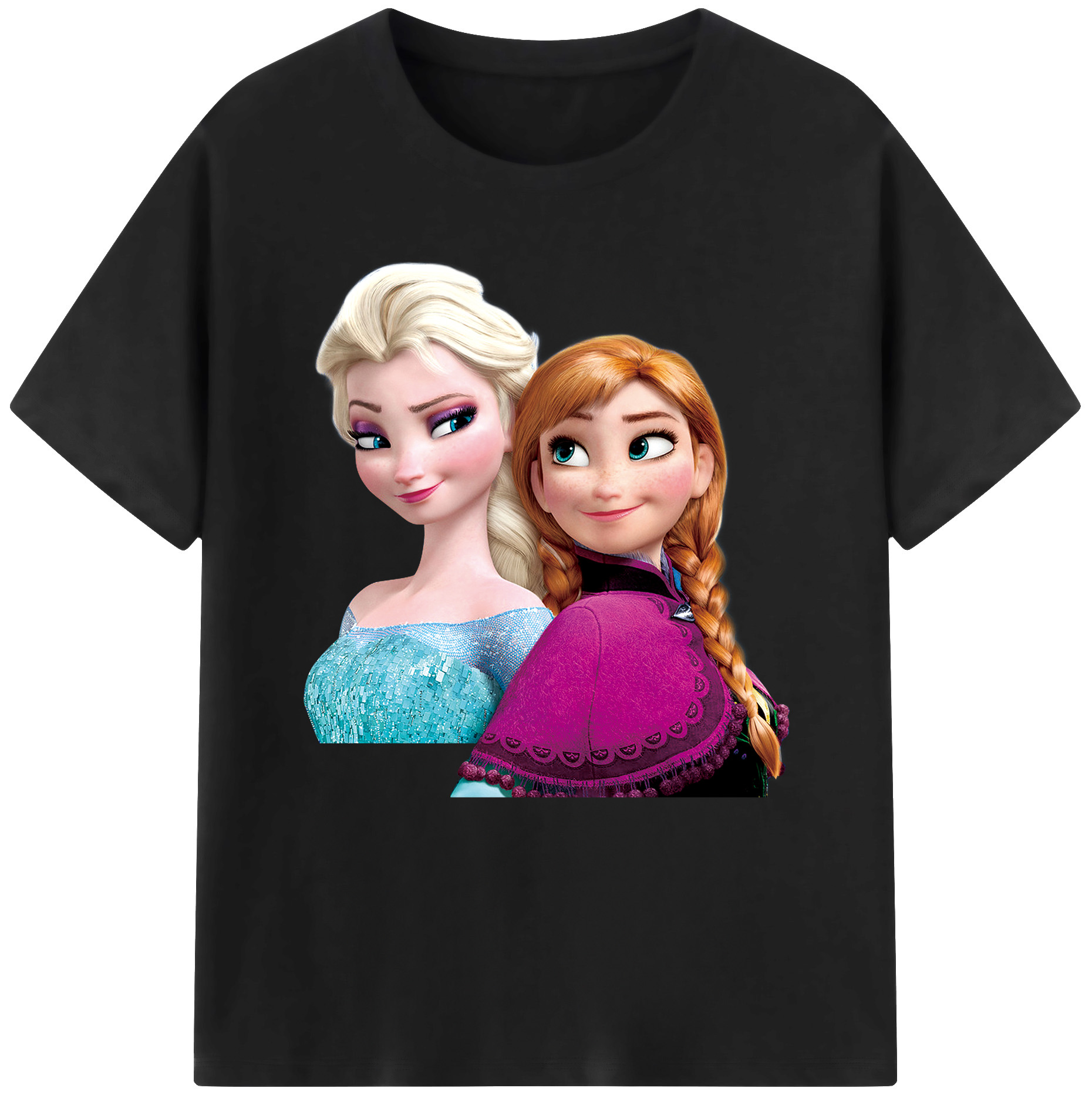 （画像用） アナと雪の女王 アンナ エルサ Frozen Anna Elsa 綿100％半袖Tシャツ（フロントプリント）