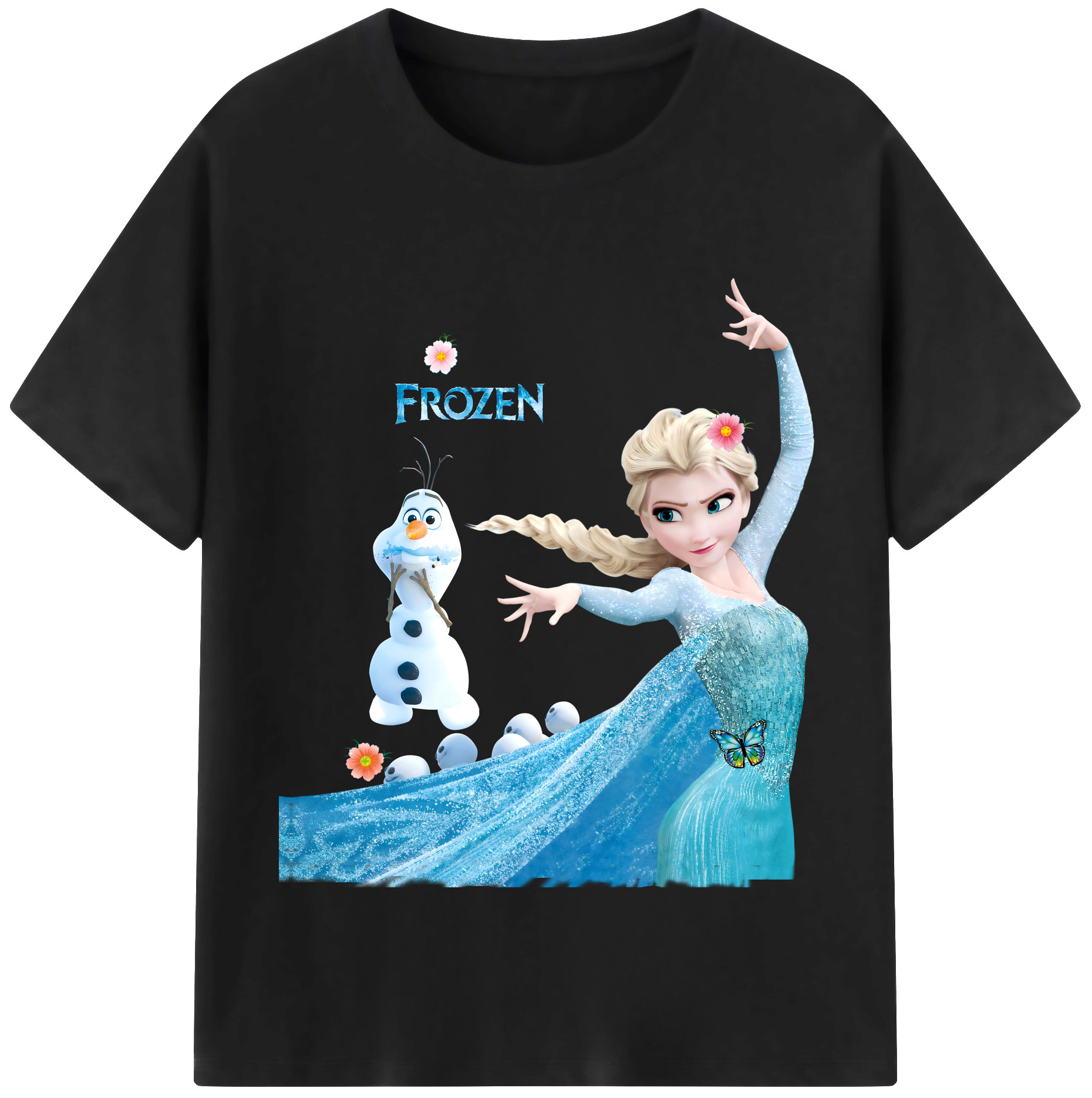 （画像用） アナと雪の女王 アンナ エルサ Frozen Anna Elsa 綿100％半袖Tシャツ（フロントプリント）