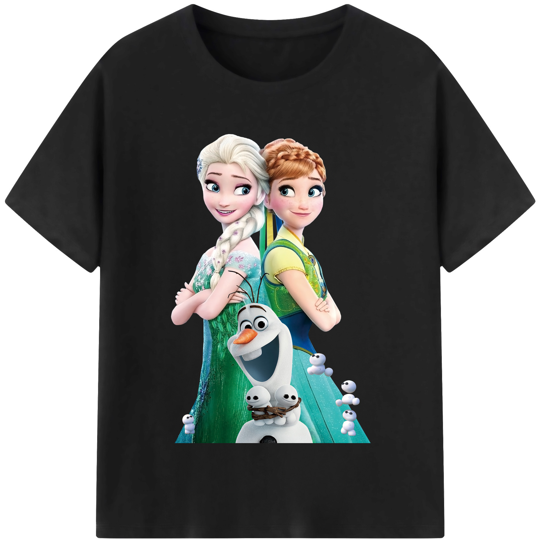 （画像用） アナと雪の女王 アンナ エルサ Frozen Anna Elsa 綿100％半袖Tシャツ（フロントプリント）