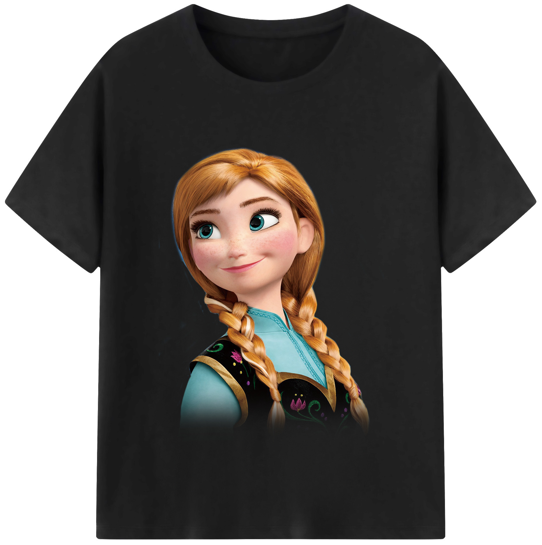 （画像用） アナと雪の女王 アンナ エルサ Frozen Anna Elsa 綿100％半袖Tシャツ（フロントプリント）