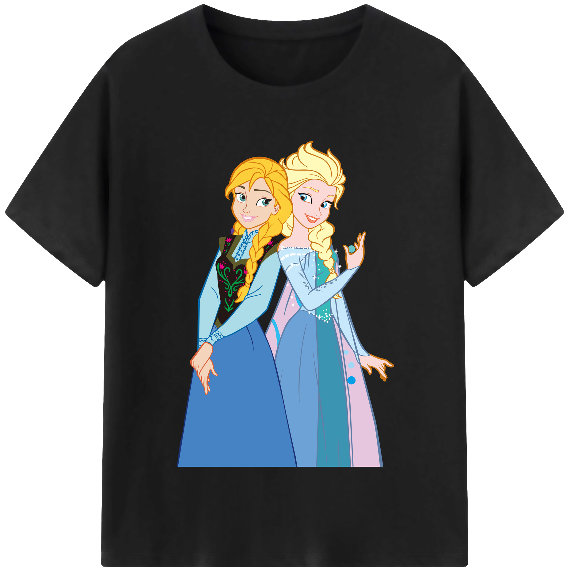 （画像用） アナと雪の女王 アンナ エルサ Frozen Anna Elsa 綿100％半袖Tシャツ（フロントプリント）