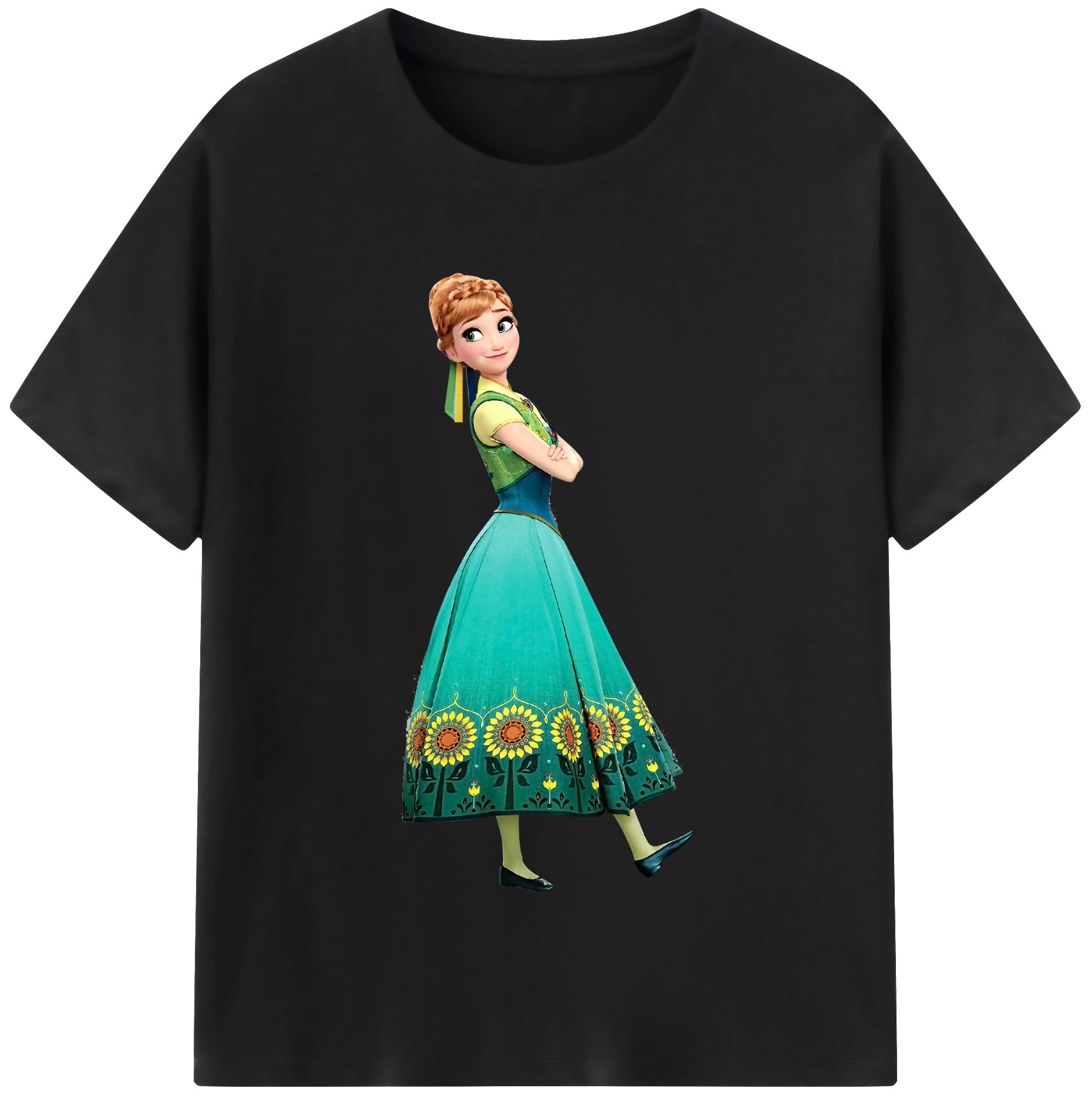 （画像用） アナと雪の女王 アンナ エルサ Frozen Anna Elsa 綿100％半袖Tシャツ（フロントプリント）