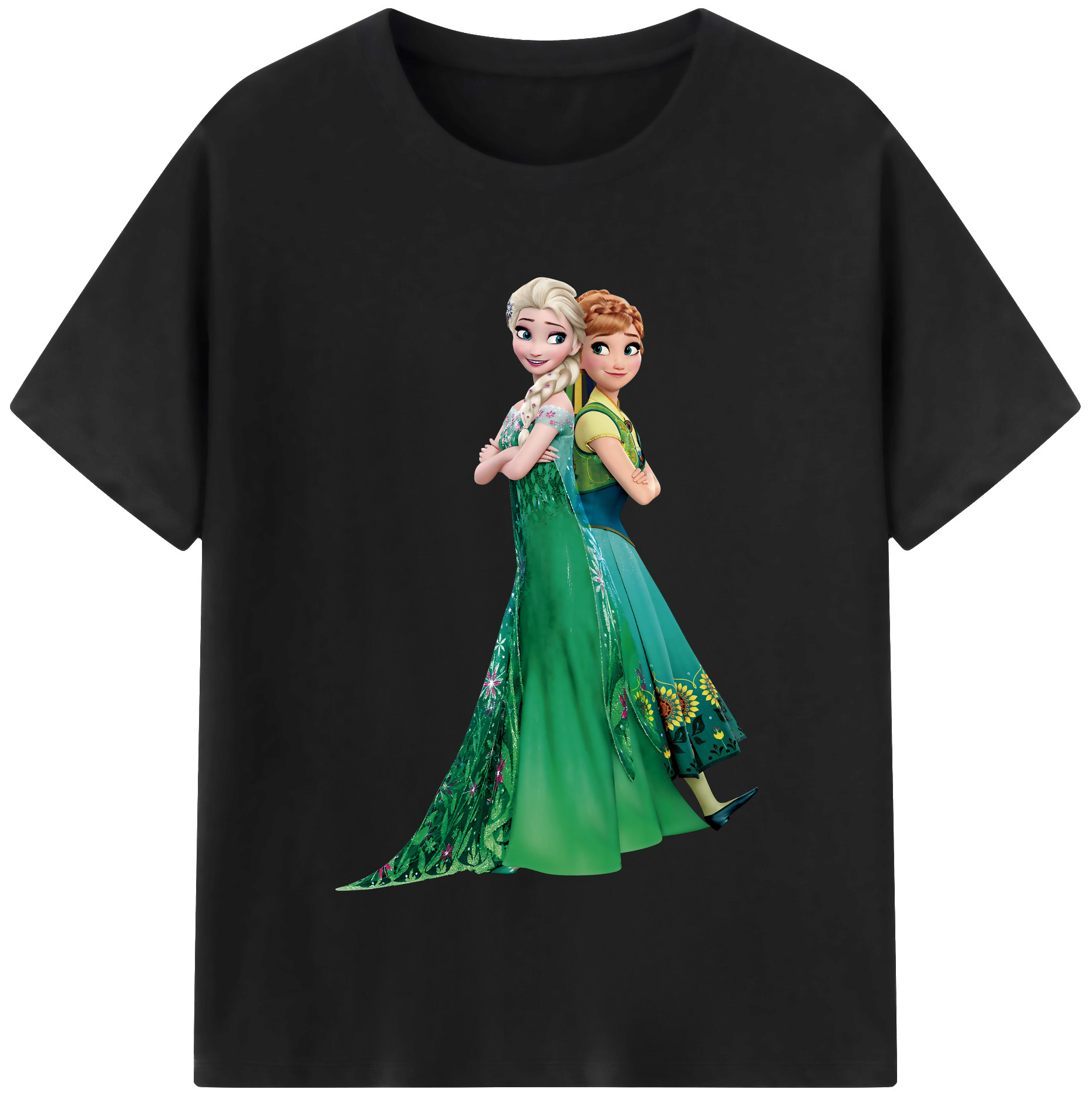 （画像用） アナと雪の女王 アンナ エルサ Frozen Anna Elsa 綿100％半袖Tシャツ（フロントプリント）