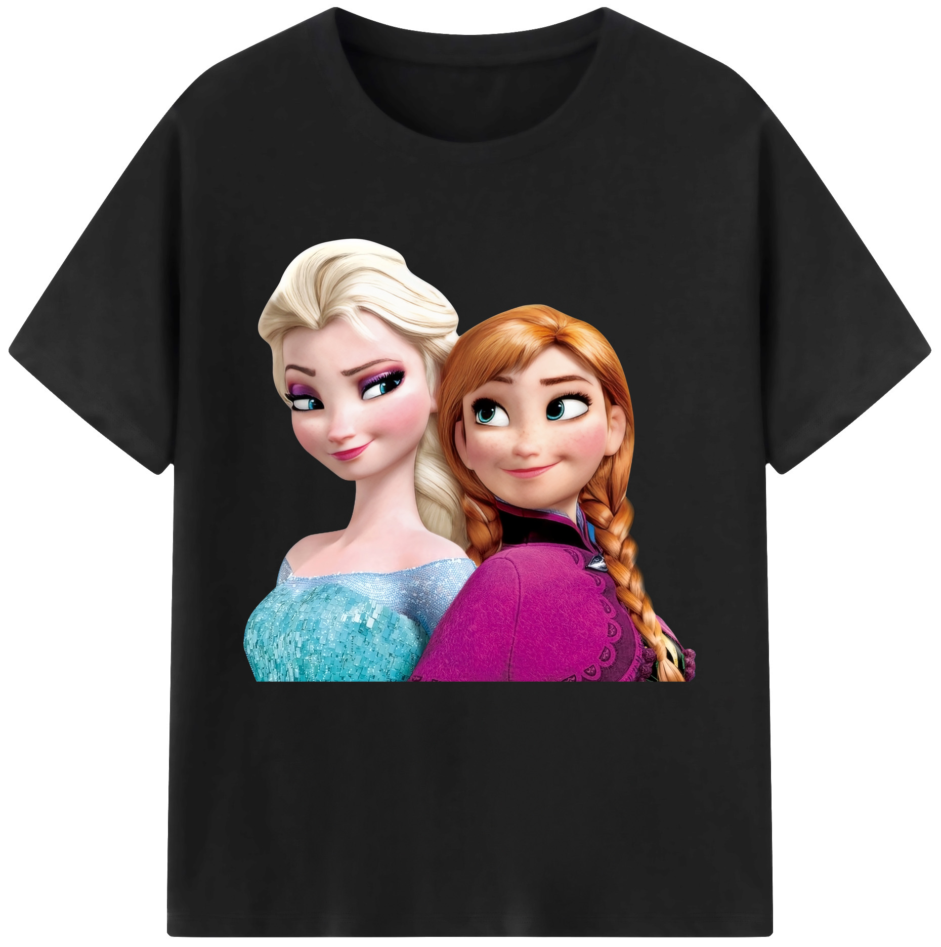 （画像用） アナと雪の女王 アンナ エルサ Frozen Anna Elsa 綿100％半袖Tシャツ（フロントプリント）