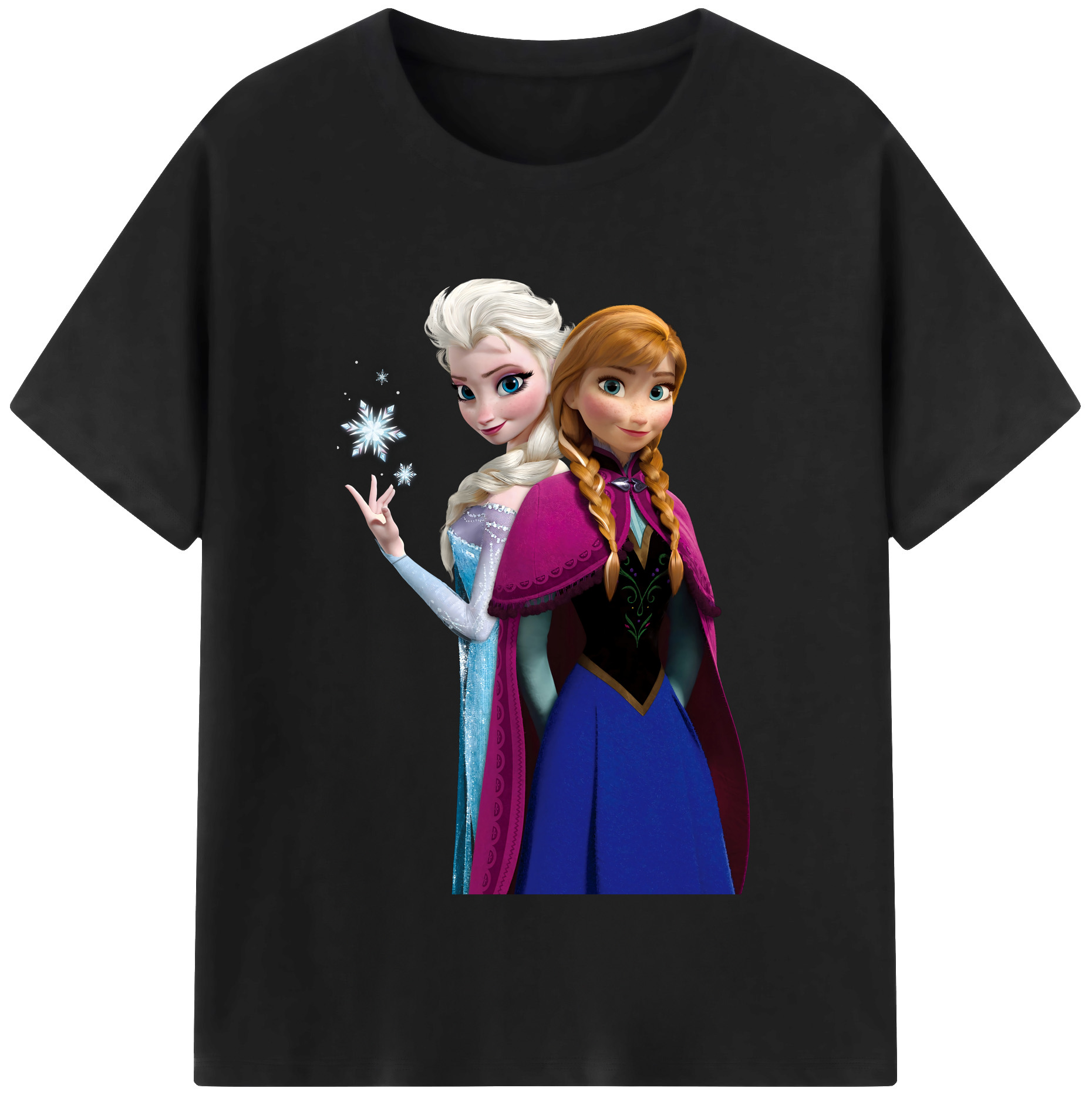（画像用） アナと雪の女王 アンナ エルサ Frozen Anna Elsa 綿100％半袖Tシャツ（フロントプリント）