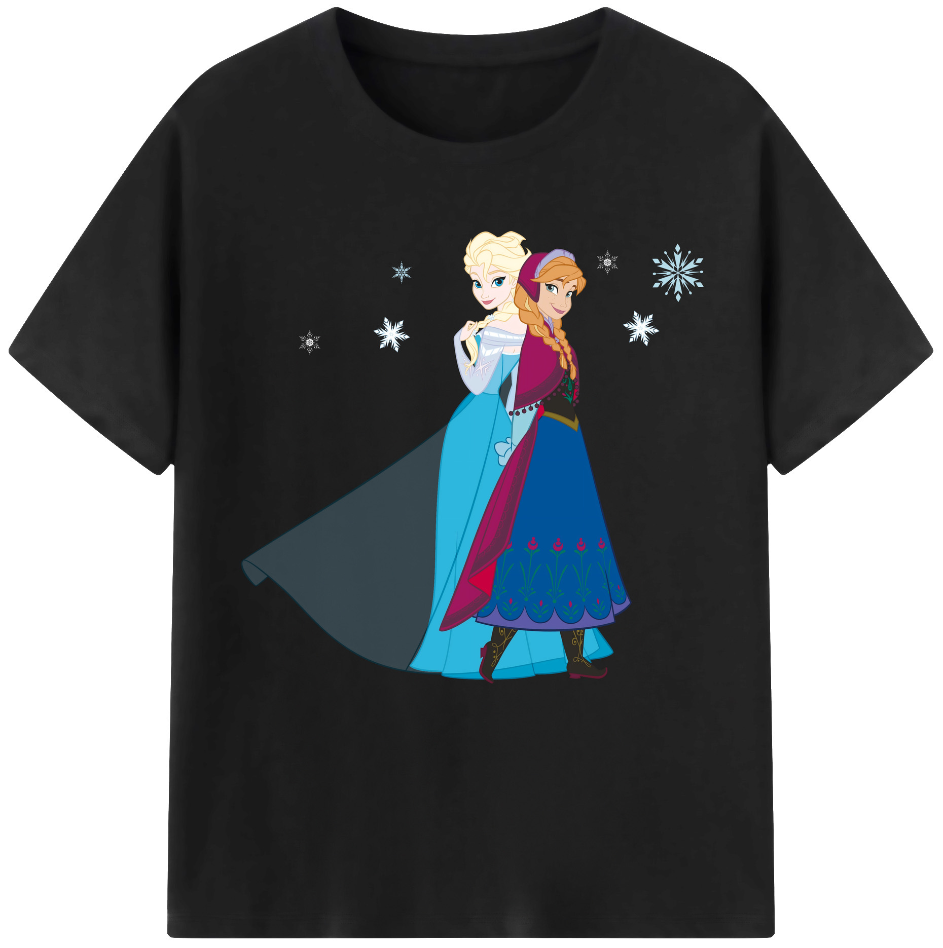 （画像用） アナと雪の女王 アンナ エルサ Frozen Anna Elsa 綿100％半袖Tシャツ（フロントプリント）