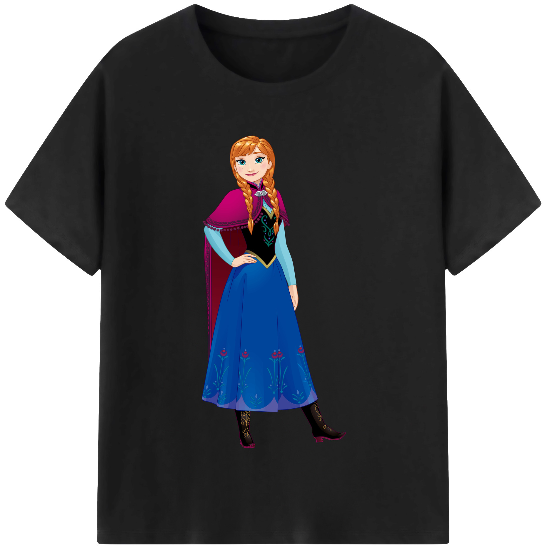 （画像用） アナと雪の女王 アンナ エルサ Frozen Anna Elsa 綿100％半袖Tシャツ（フロントプリント）