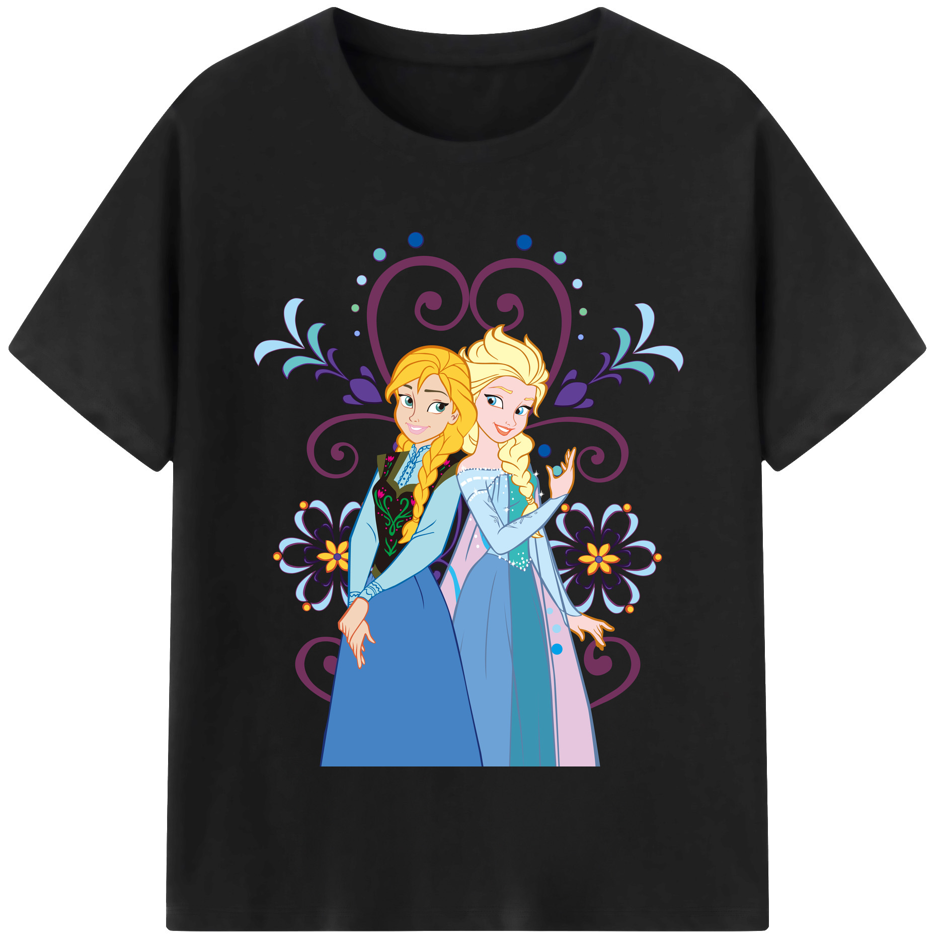 （画像用） アナと雪の女王 アンナ エルサ Frozen Anna Elsa 綿100％半袖Tシャツ（フロントプリント）
