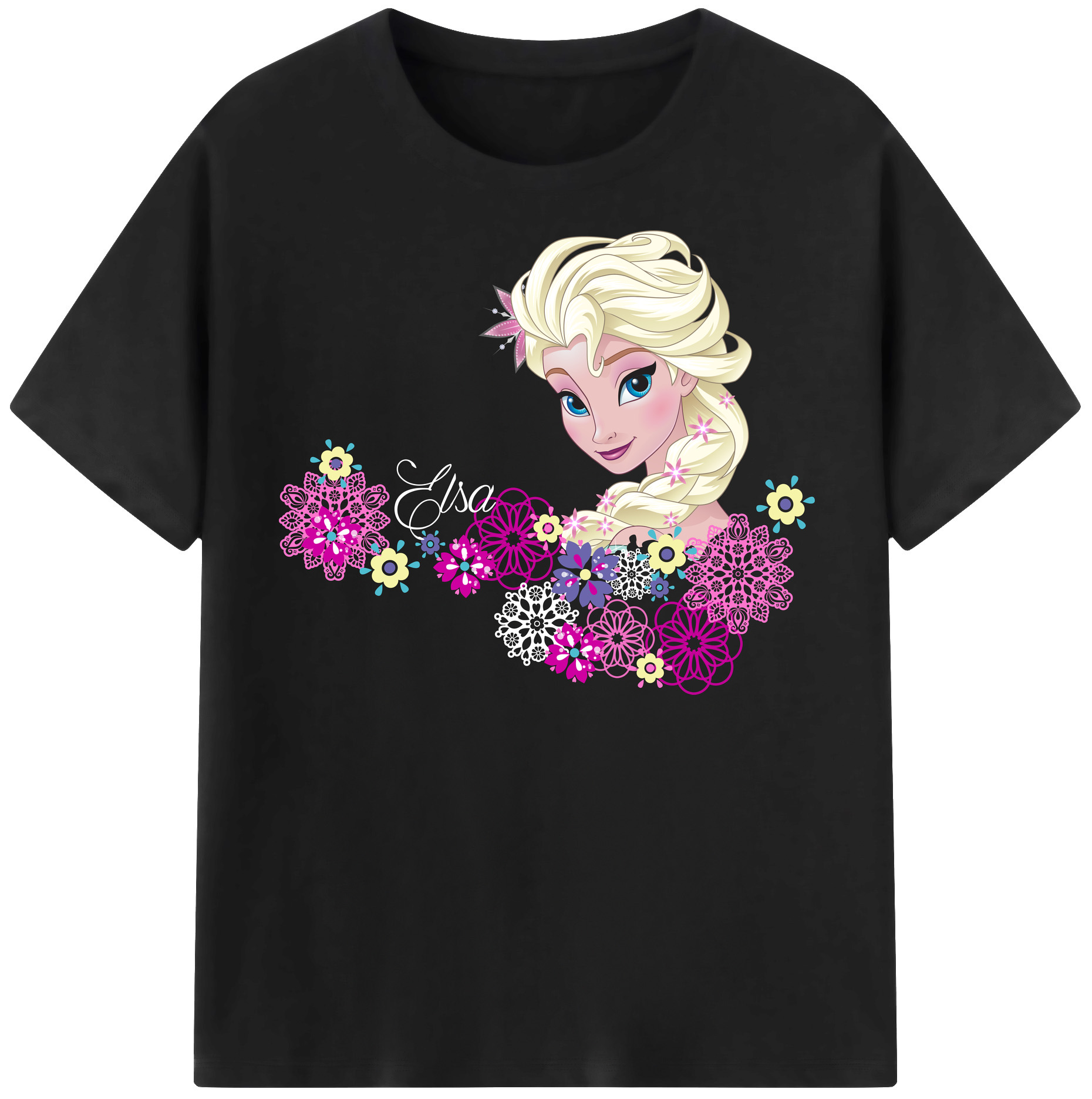 （画像用） アナと雪の女王 アンナ エルサ Frozen Anna Elsa 綿100％半袖Tシャツ（フロントプリント）