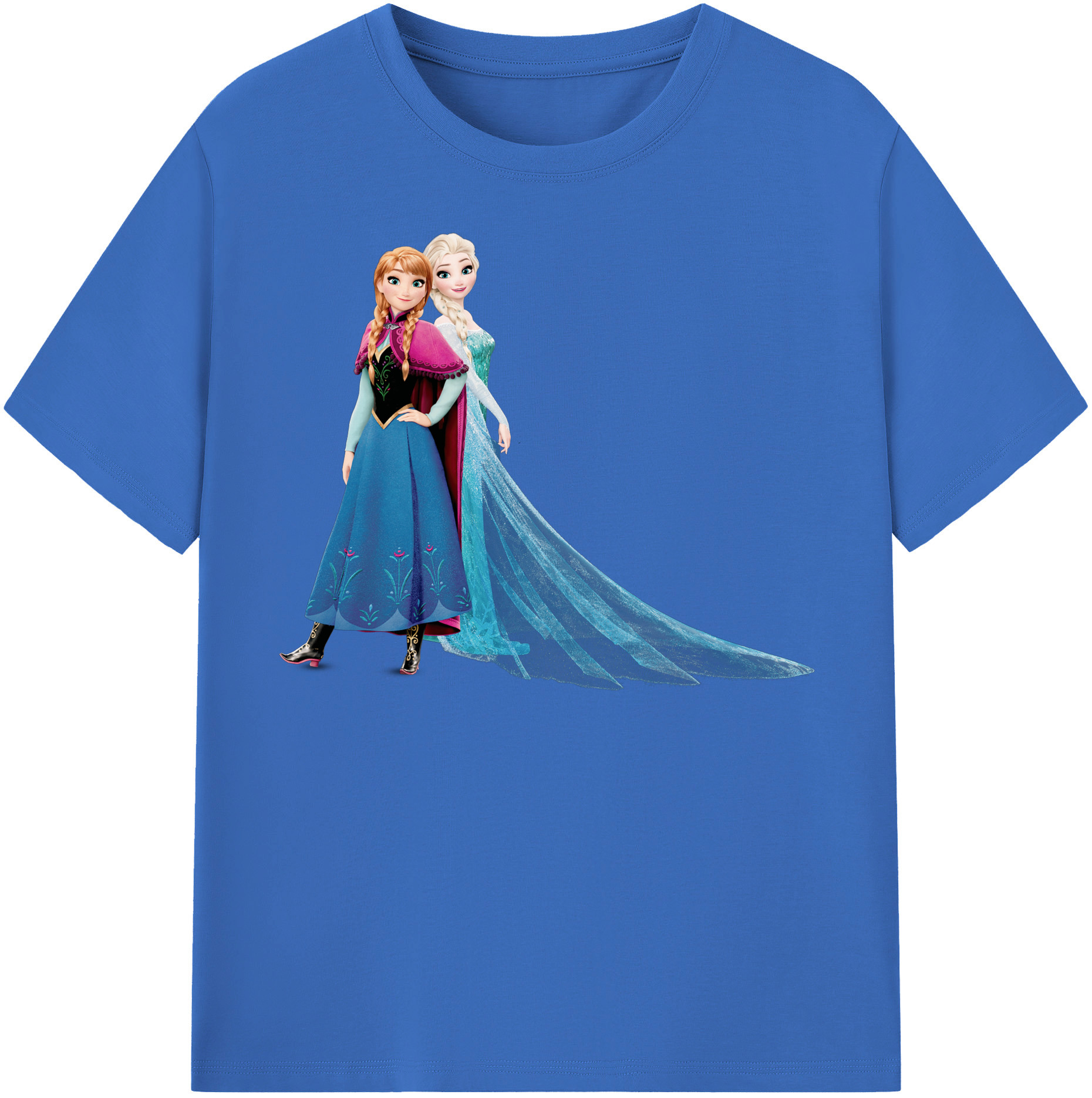 （画像用） アナと雪の女王 アンナ エルサ Frozen Anna Elsa 綿100％半袖Tシャツ（フロントプリント）
