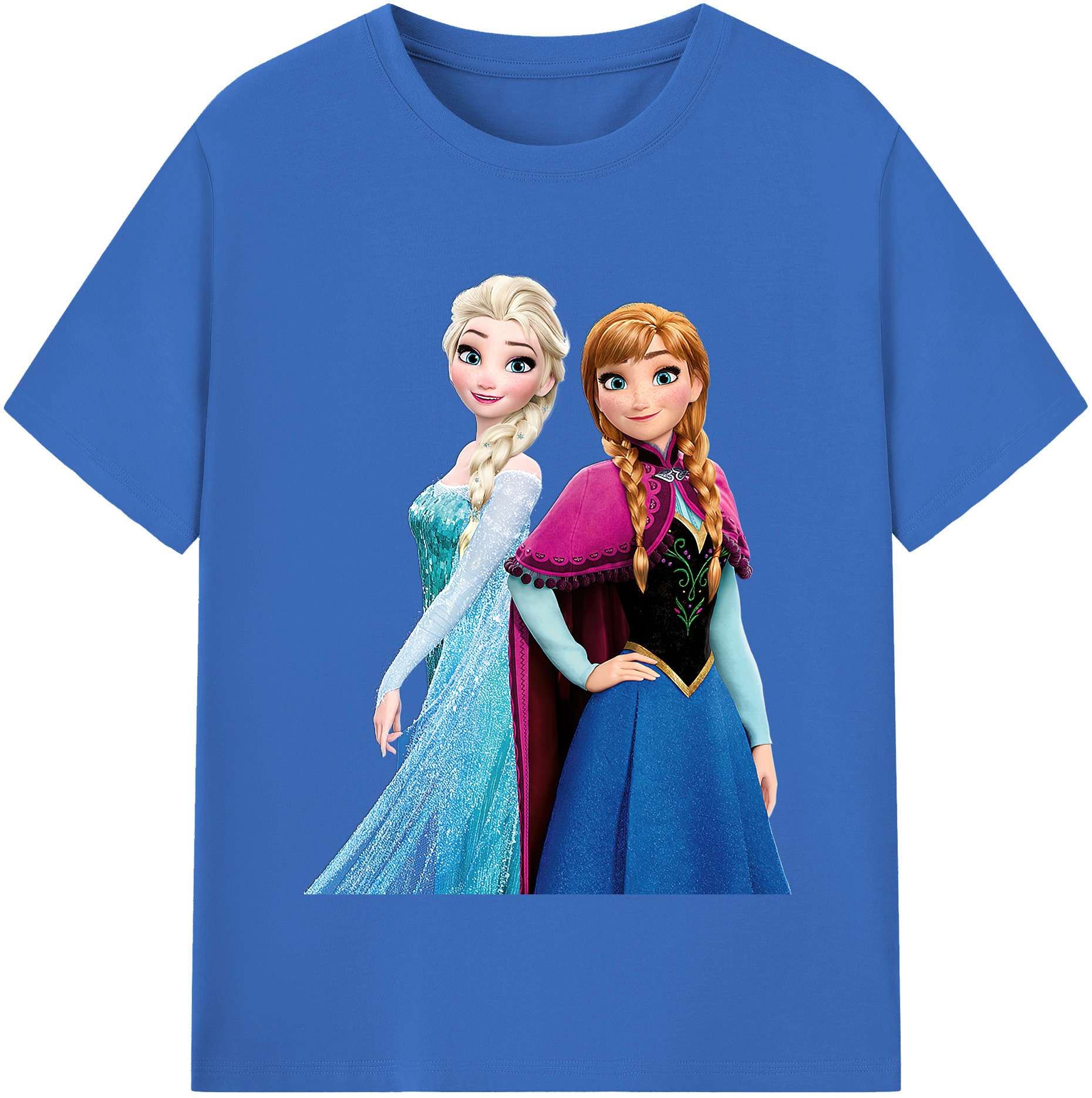 （画像用） アナと雪の女王 アンナ エルサ Frozen Anna Elsa 綿100％半袖Tシャツ（フロントプリント）