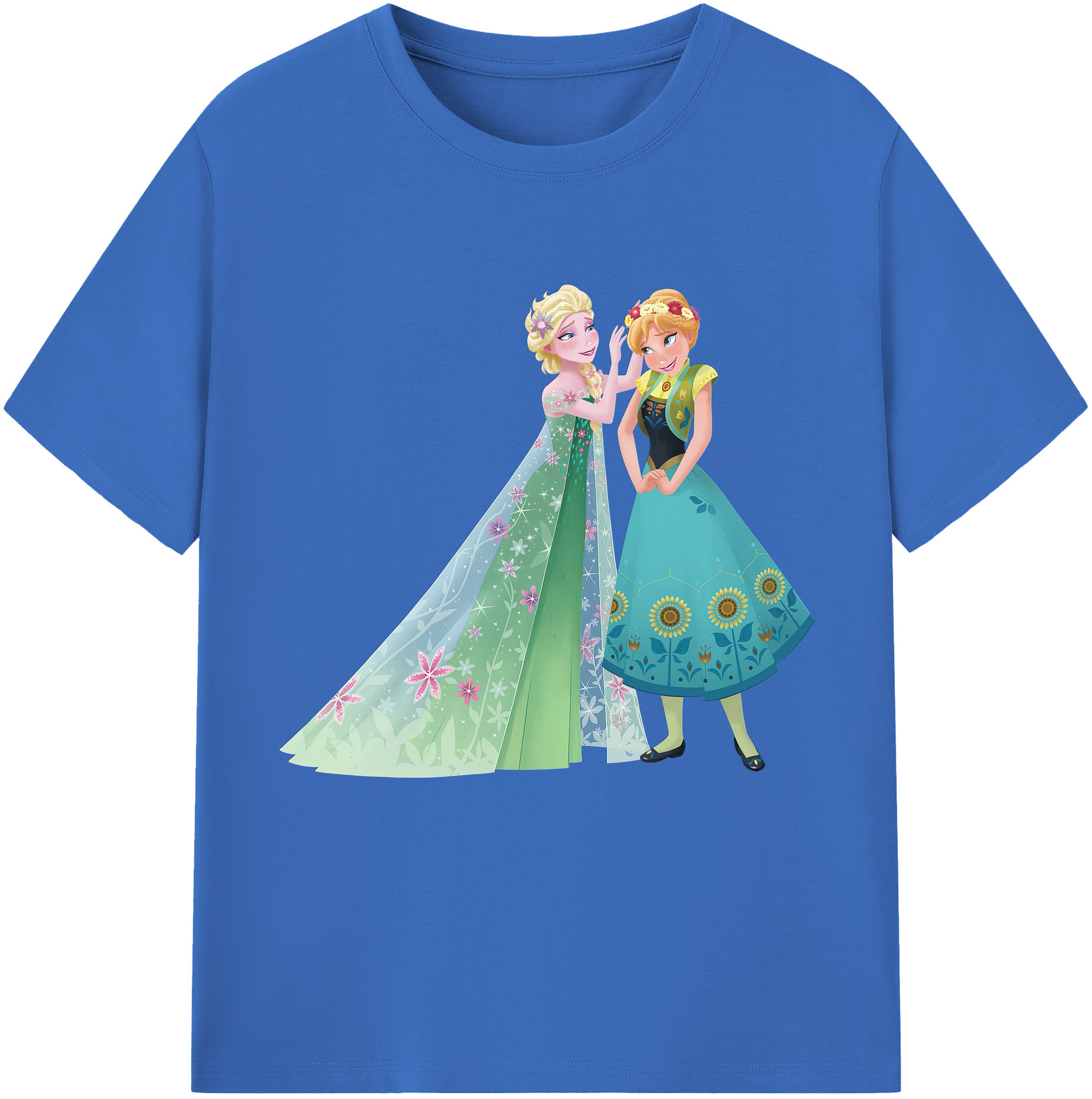 （画像用） アナと雪の女王 アンナ エルサ Frozen Anna Elsa 綿100％半袖Tシャツ（フロントプリント）