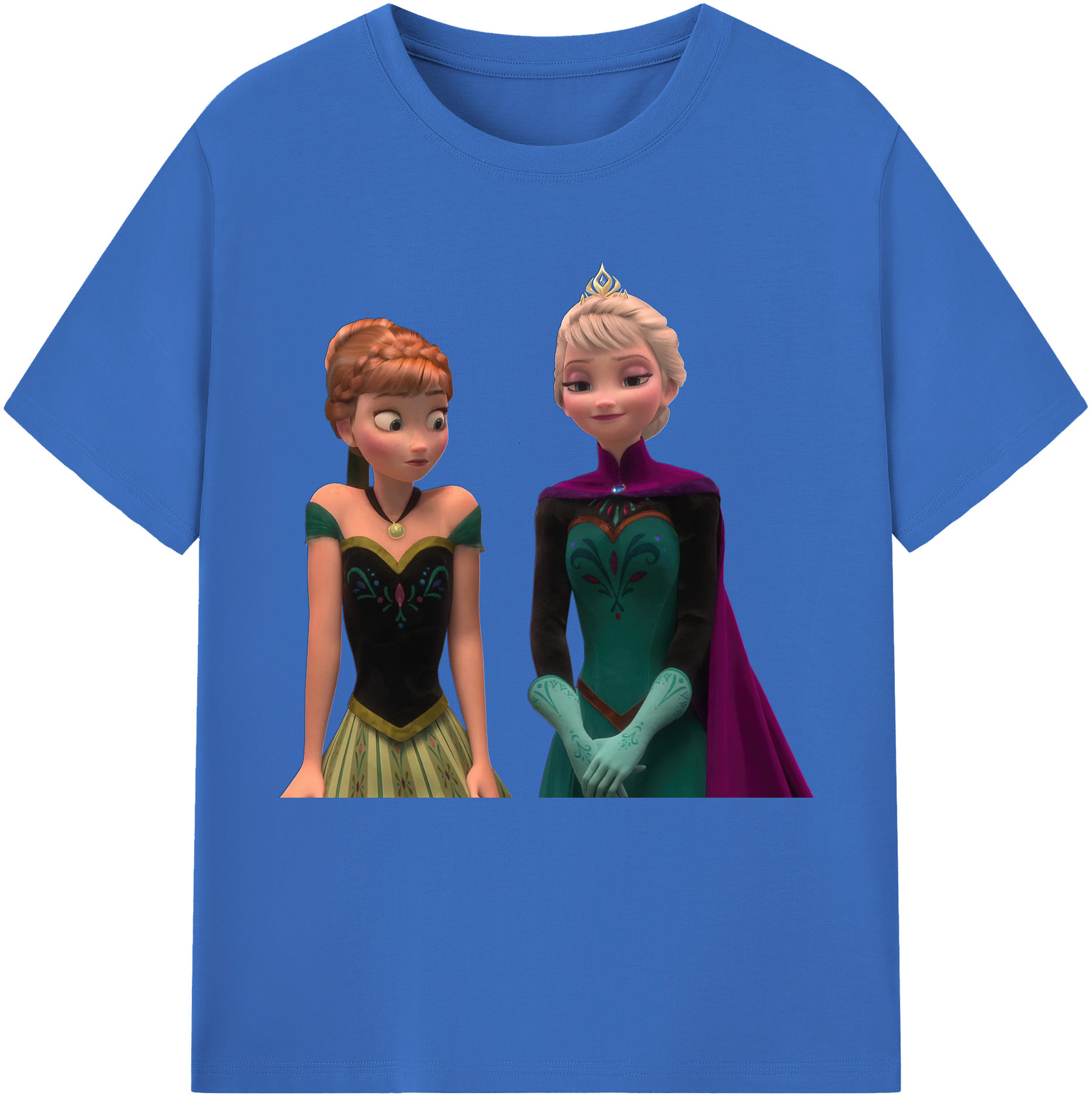 （画像用） アナと雪の女王 アンナ エルサ Frozen Anna Elsa 綿100％半袖Tシャツ（フロントプリント）