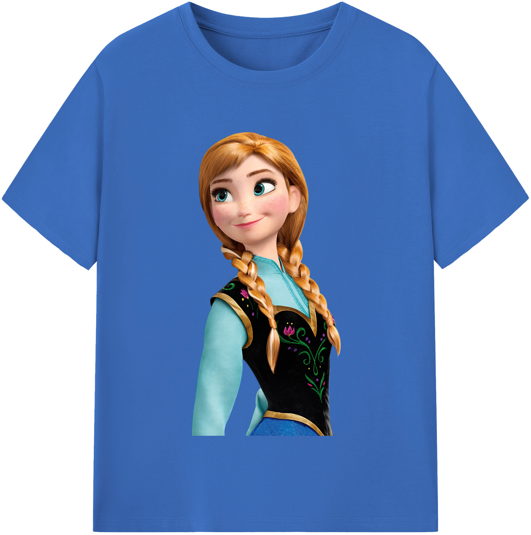 （画像用） アナと雪の女王 アンナ エルサ Frozen Anna Elsa 綿100％半袖Tシャツ（フロントプリント）