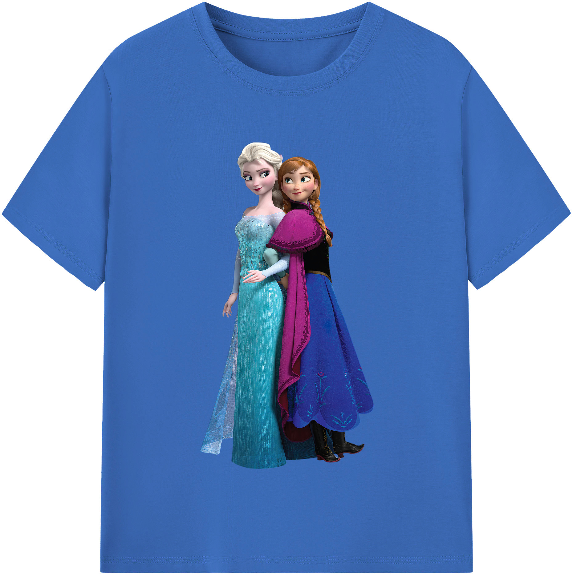 （画像用） アナと雪の女王 アンナ エルサ Frozen Anna Elsa 綿100％半袖Tシャツ（フロントプリント）