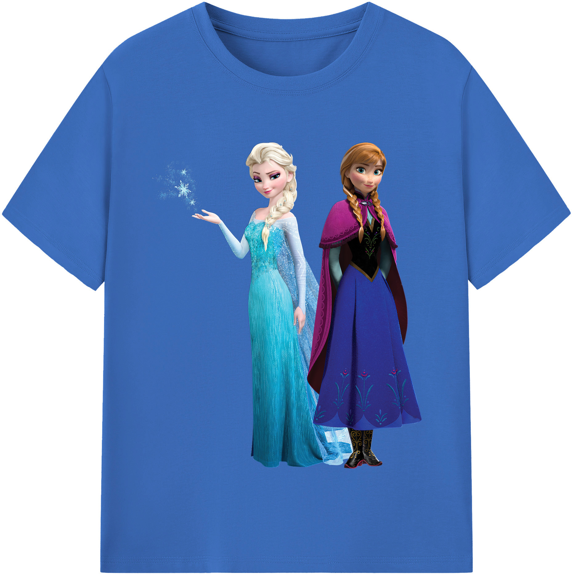 （画像用） アナと雪の女王 アンナ エルサ Frozen Anna Elsa 綿100％半袖Tシャツ（フロントプリント）