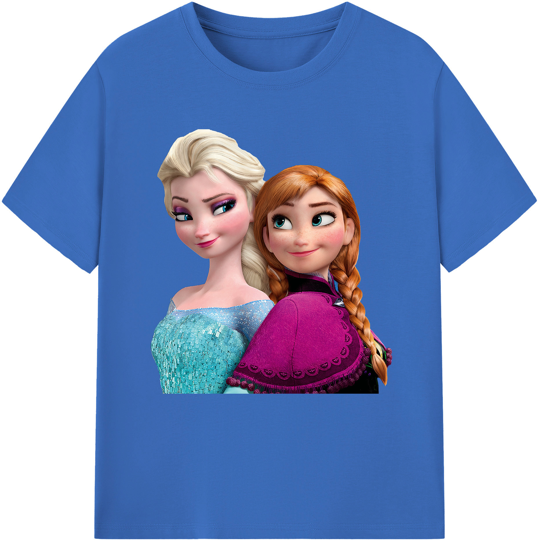 （画像用） アナと雪の女王 アンナ エルサ Frozen Anna Elsa 綿100％半袖Tシャツ（フロントプリント）