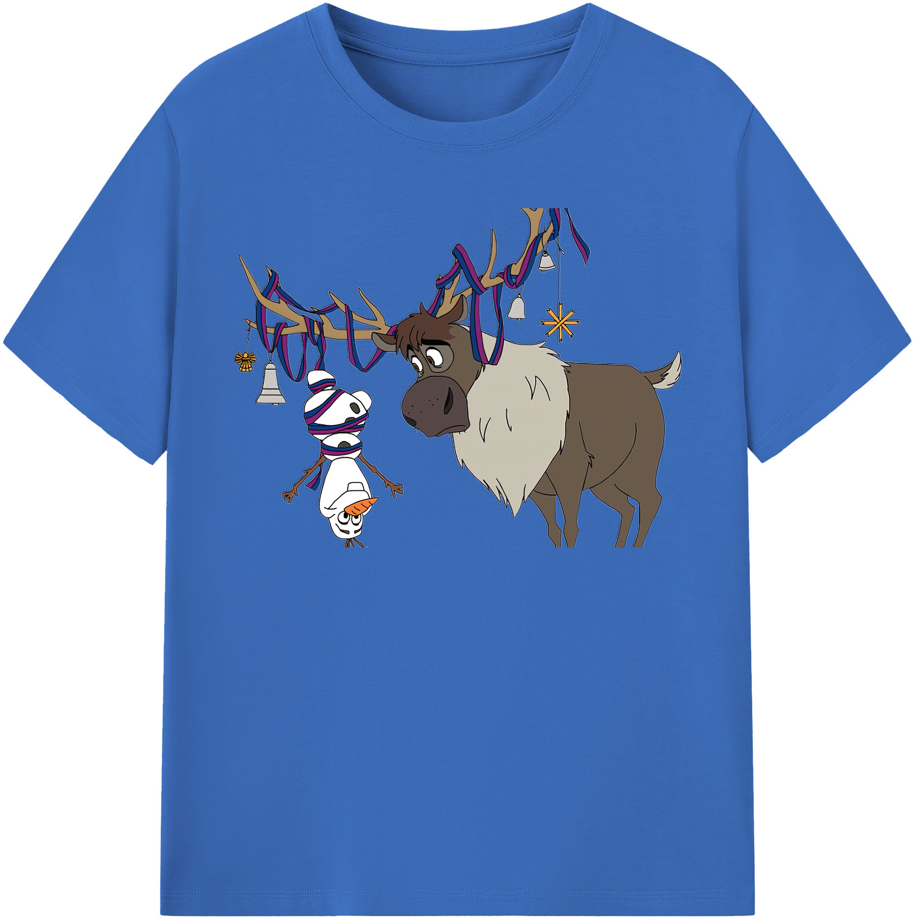 （画像用） アナと雪の女王 アンナ エルサ Frozen Anna Elsa 綿100％半袖Tシャツ（フロントプリント）