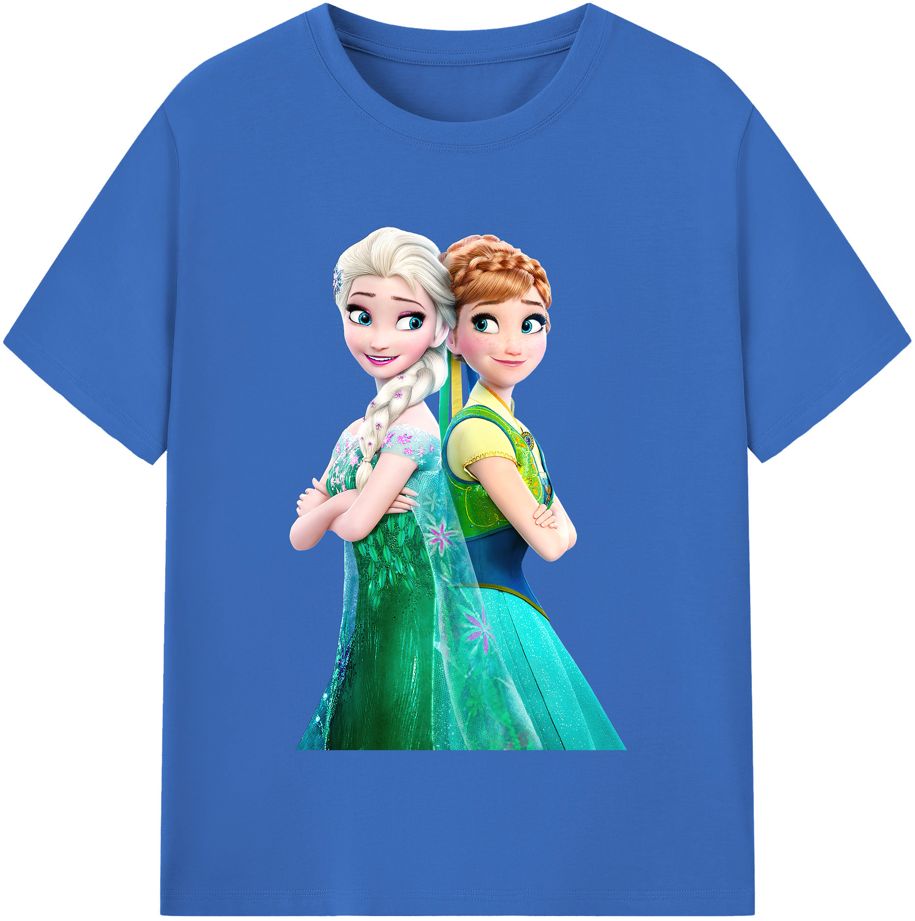 （画像用） アナと雪の女王 アンナ エルサ Frozen Anna Elsa 綿100％半袖Tシャツ（フロントプリント）