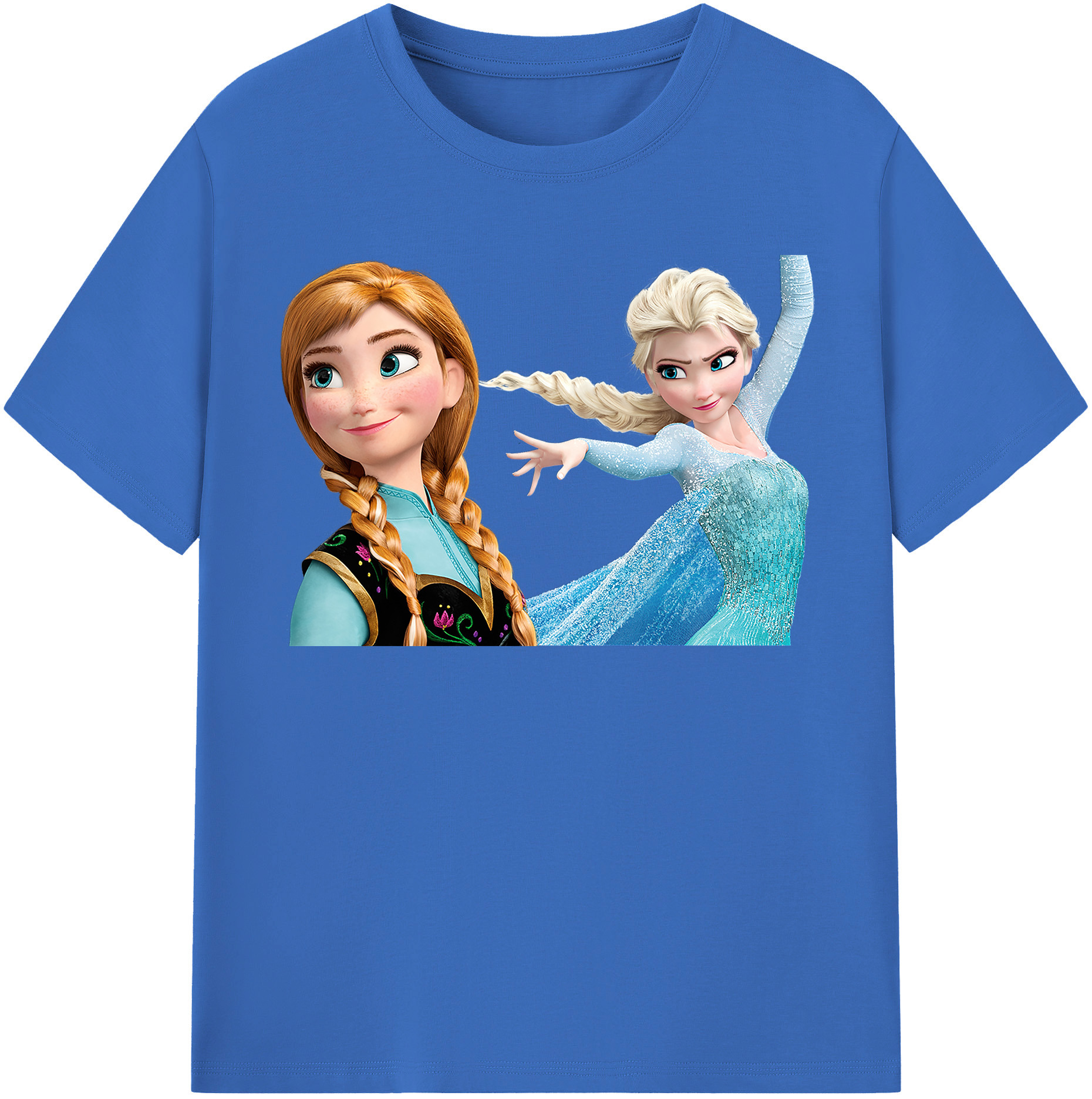 （画像用） アナと雪の女王 アンナ エルサ Frozen Anna Elsa 綿100％半袖Tシャツ（フロントプリント）