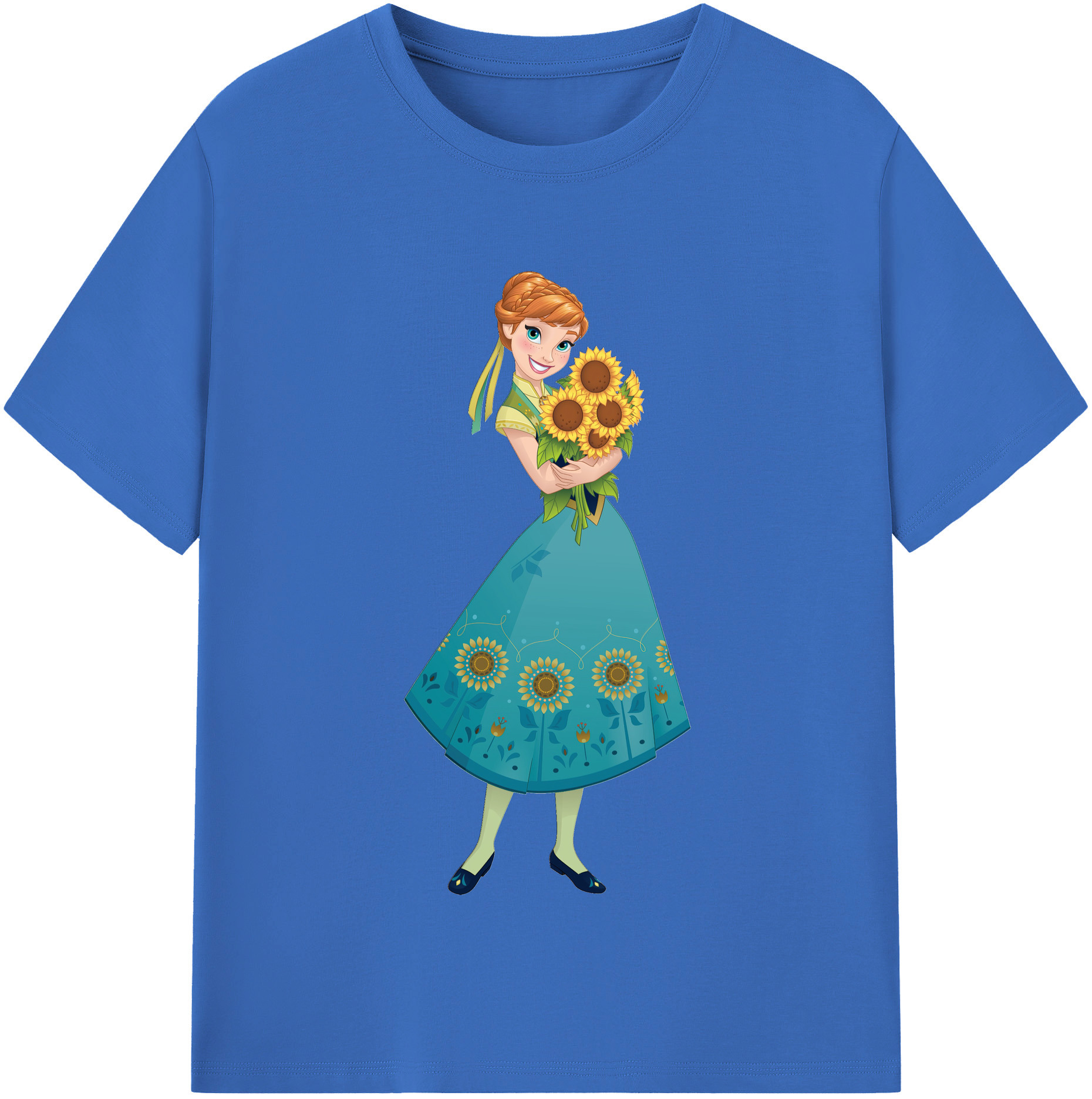 （画像用） アナと雪の女王 アンナ エルサ Frozen Anna Elsa 綿100％半袖Tシャツ（フロントプリント）