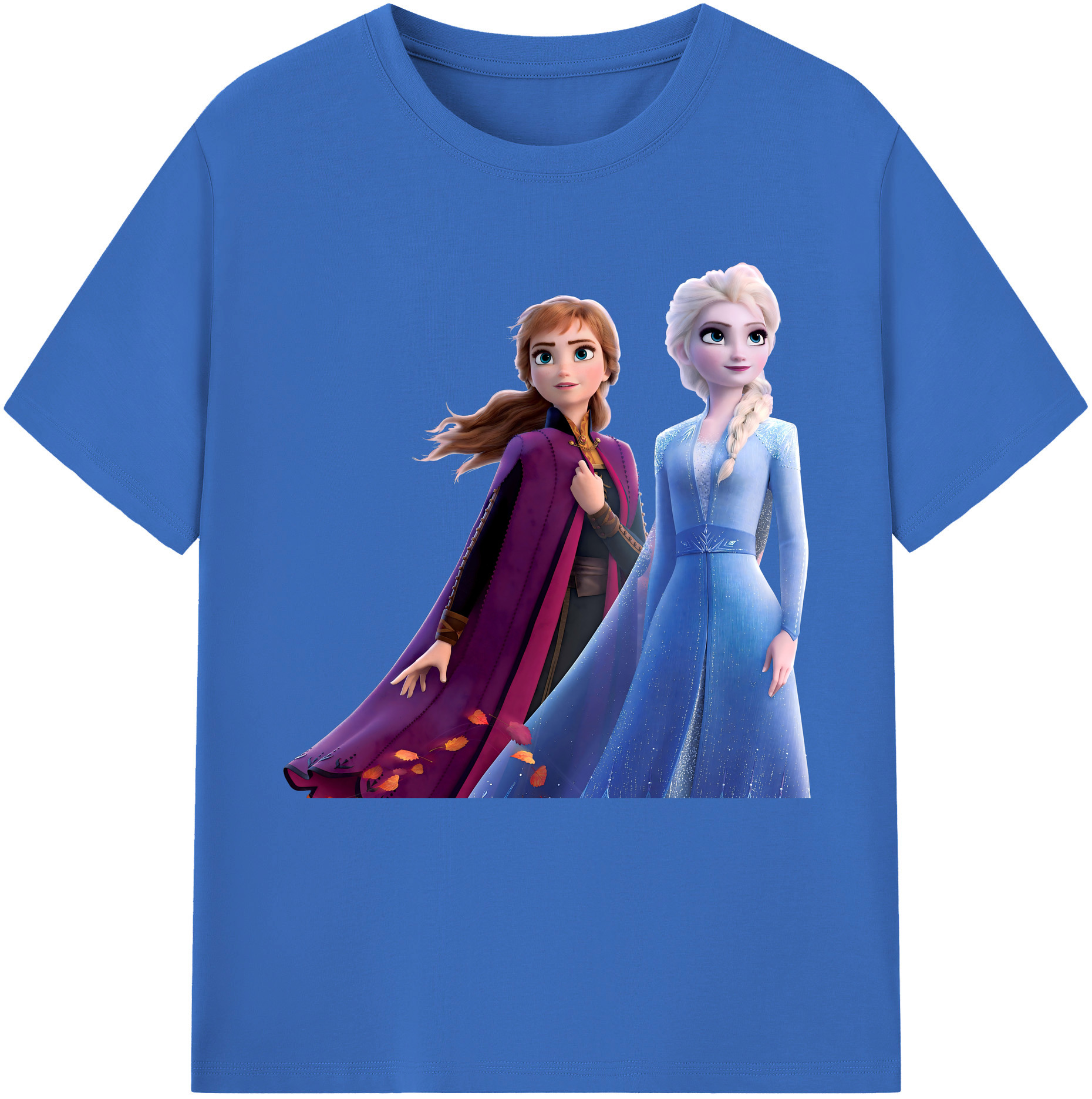 （画像用） アナと雪の女王 アンナ エルサ Frozen Anna Elsa 綿100％半袖Tシャツ（フロントプリント）