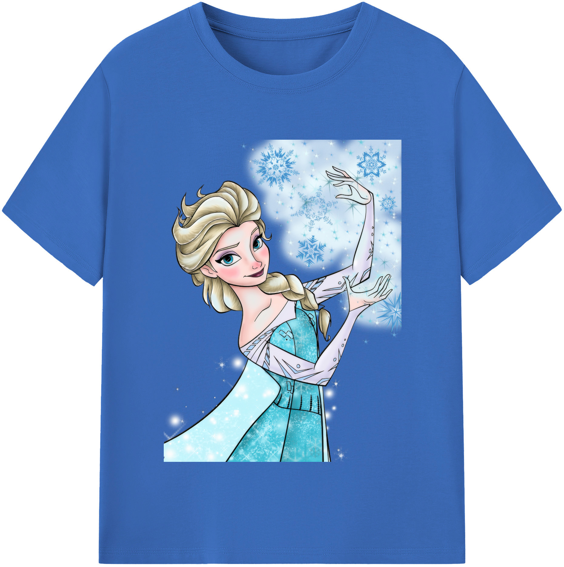 （画像用） アナと雪の女王 アンナ エルサ Frozen Anna Elsa 綿100％半袖Tシャツ（フロントプリント）