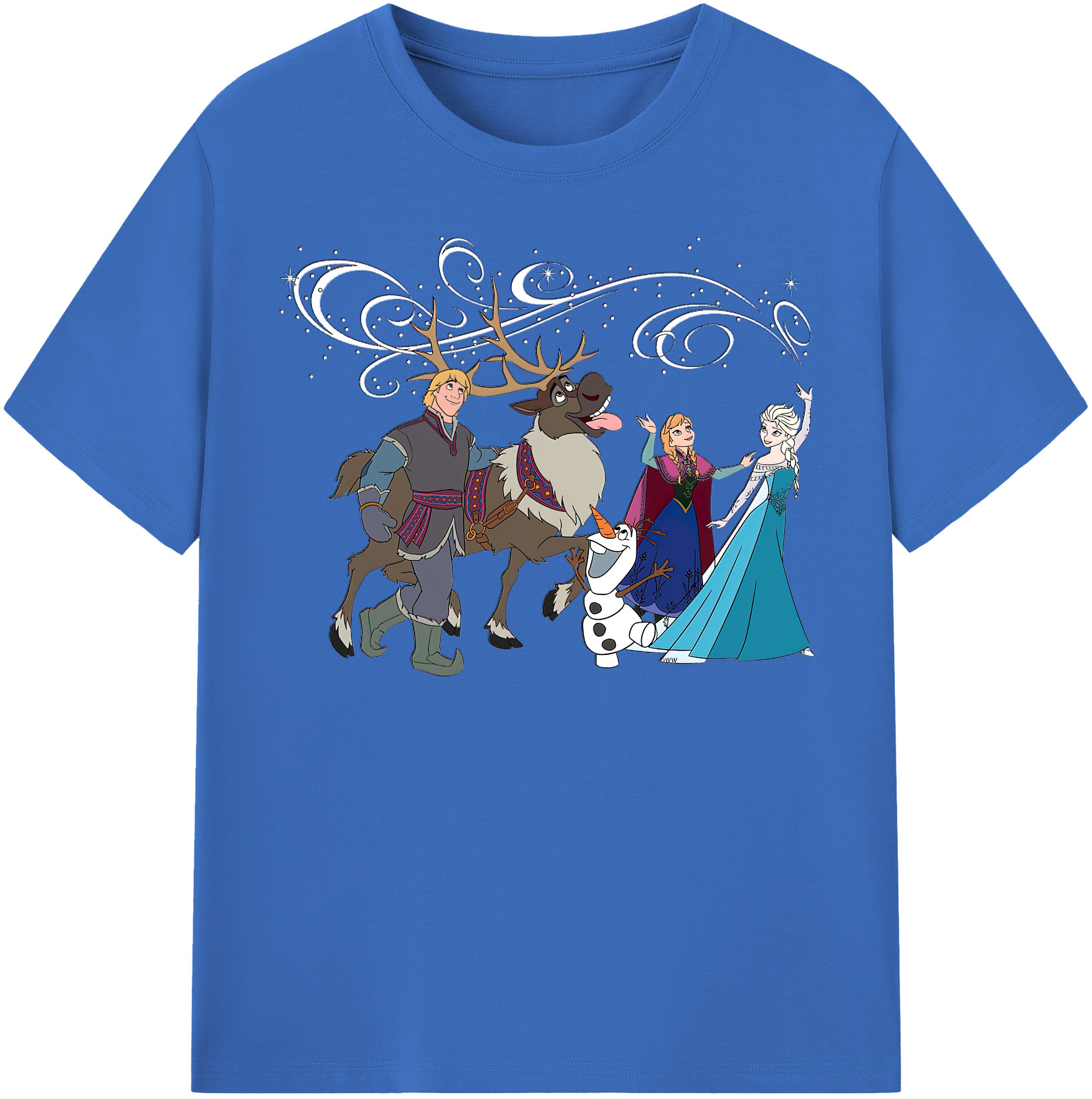 （画像用） アナと雪の女王 アンナ エルサ Frozen Anna Elsa 綿100％半袖Tシャツ（フロントプリント）