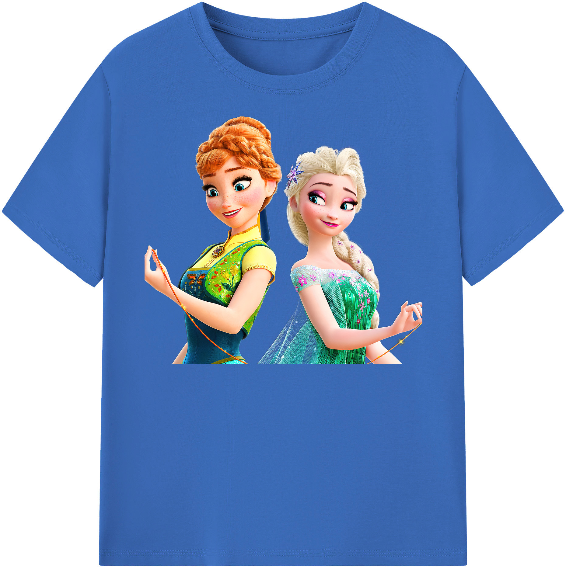 （画像用） アナと雪の女王 アンナ エルサ Frozen Anna Elsa 綿100％半袖Tシャツ（フロントプリント）