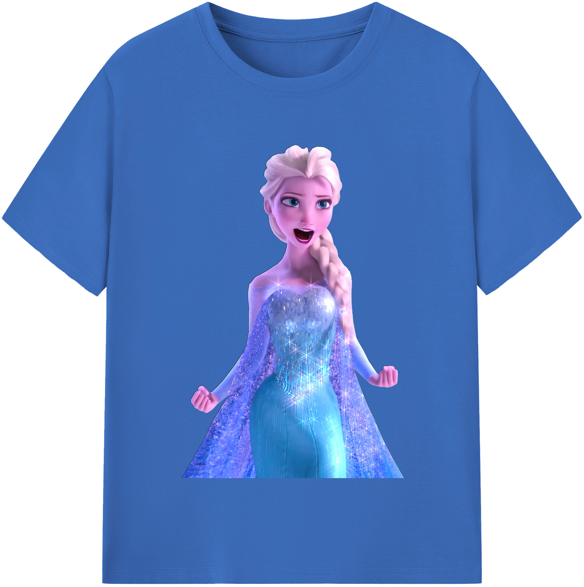 （画像用） アナと雪の女王 アンナ エルサ Frozen Anna Elsa 綿100％半袖Tシャツ（フロントプリント）