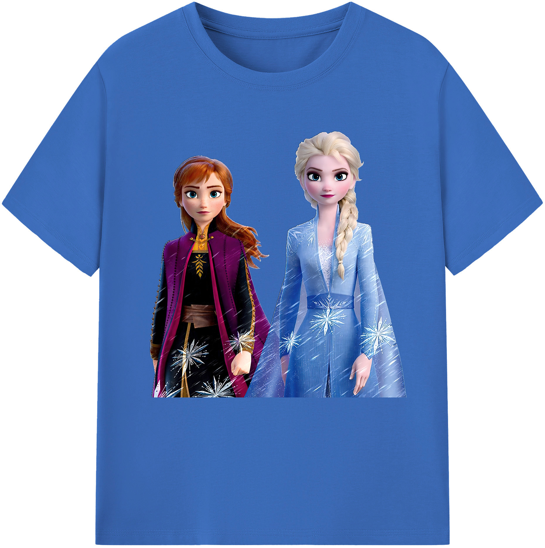 （画像用） アナと雪の女王 アンナ エルサ Frozen Anna Elsa 綿100％半袖Tシャツ（フロントプリント）