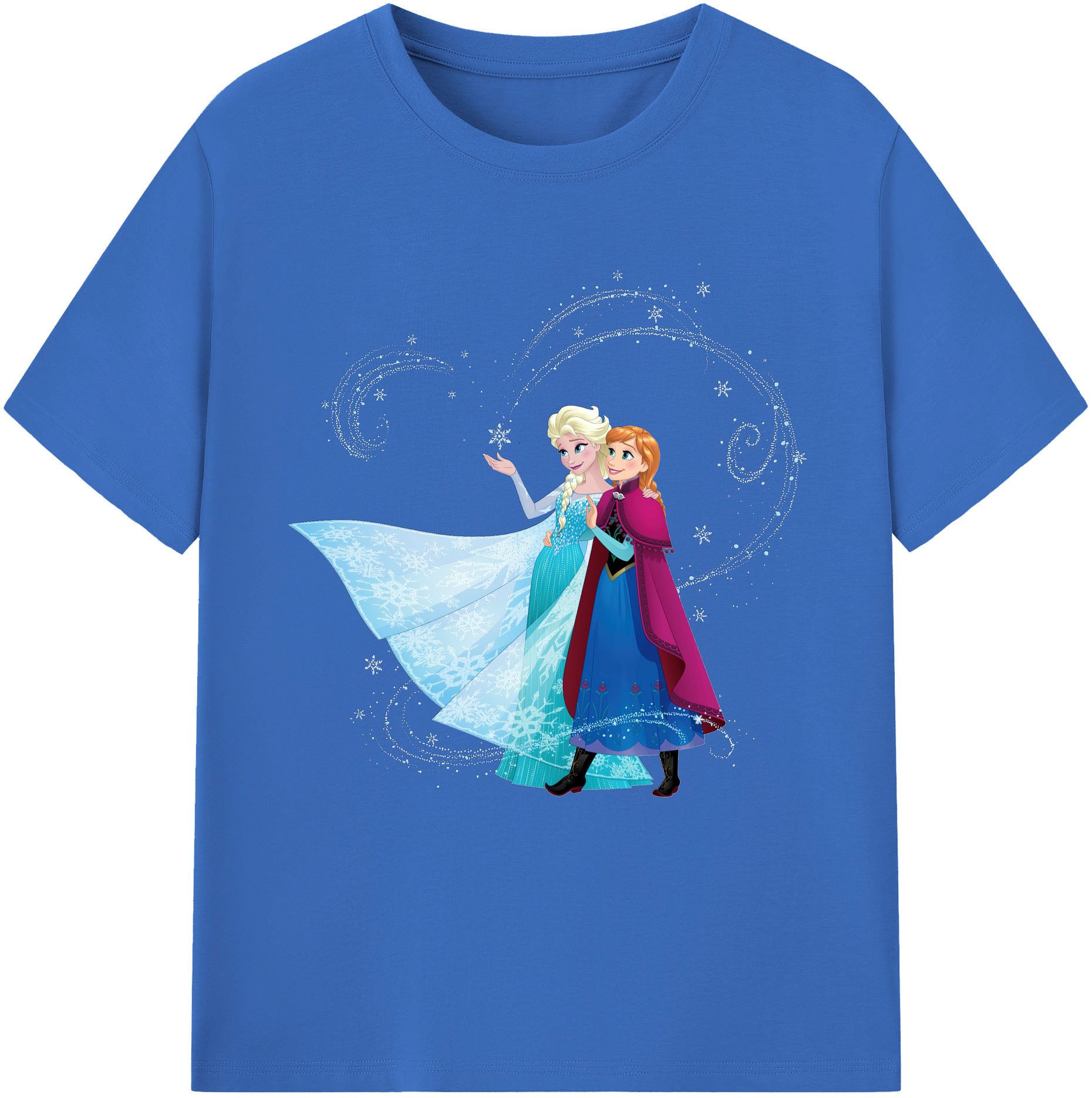 （画像用） アナと雪の女王 アンナ エルサ Frozen Anna Elsa 綿100％半袖Tシャツ（フロントプリント）