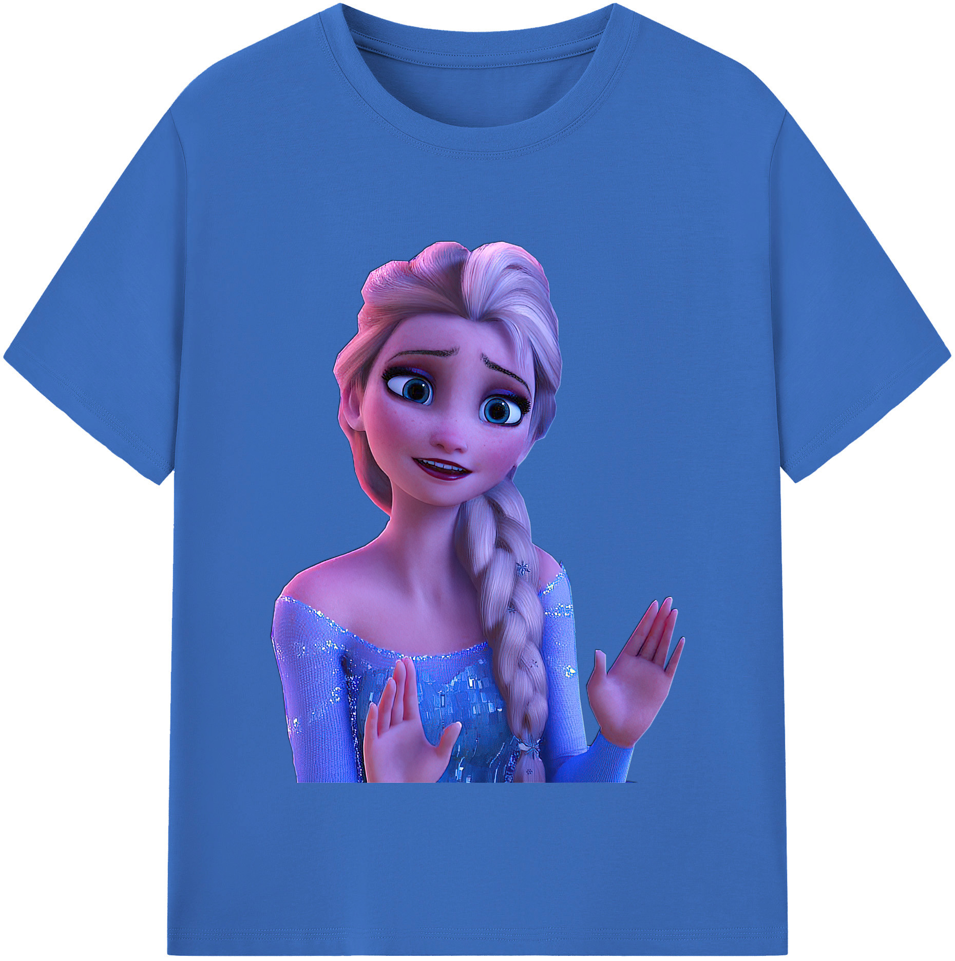 （画像用） アナと雪の女王 アンナ エルサ Frozen Anna Elsa 綿100％半袖Tシャツ（フロントプリント）
