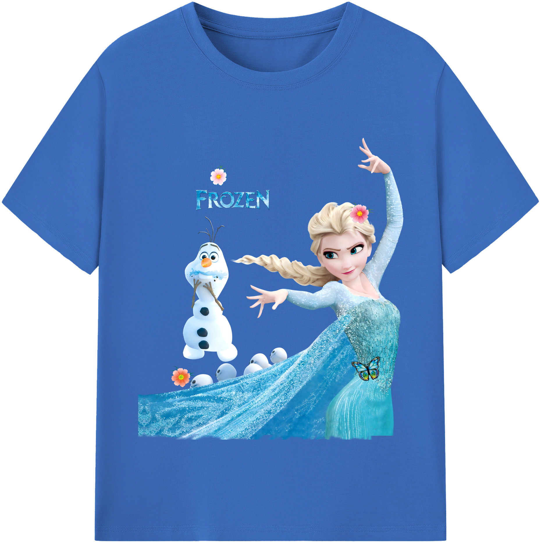 （画像用） アナと雪の女王 アンナ エルサ Frozen Anna Elsa 綿100％半袖Tシャツ（フロントプリント）