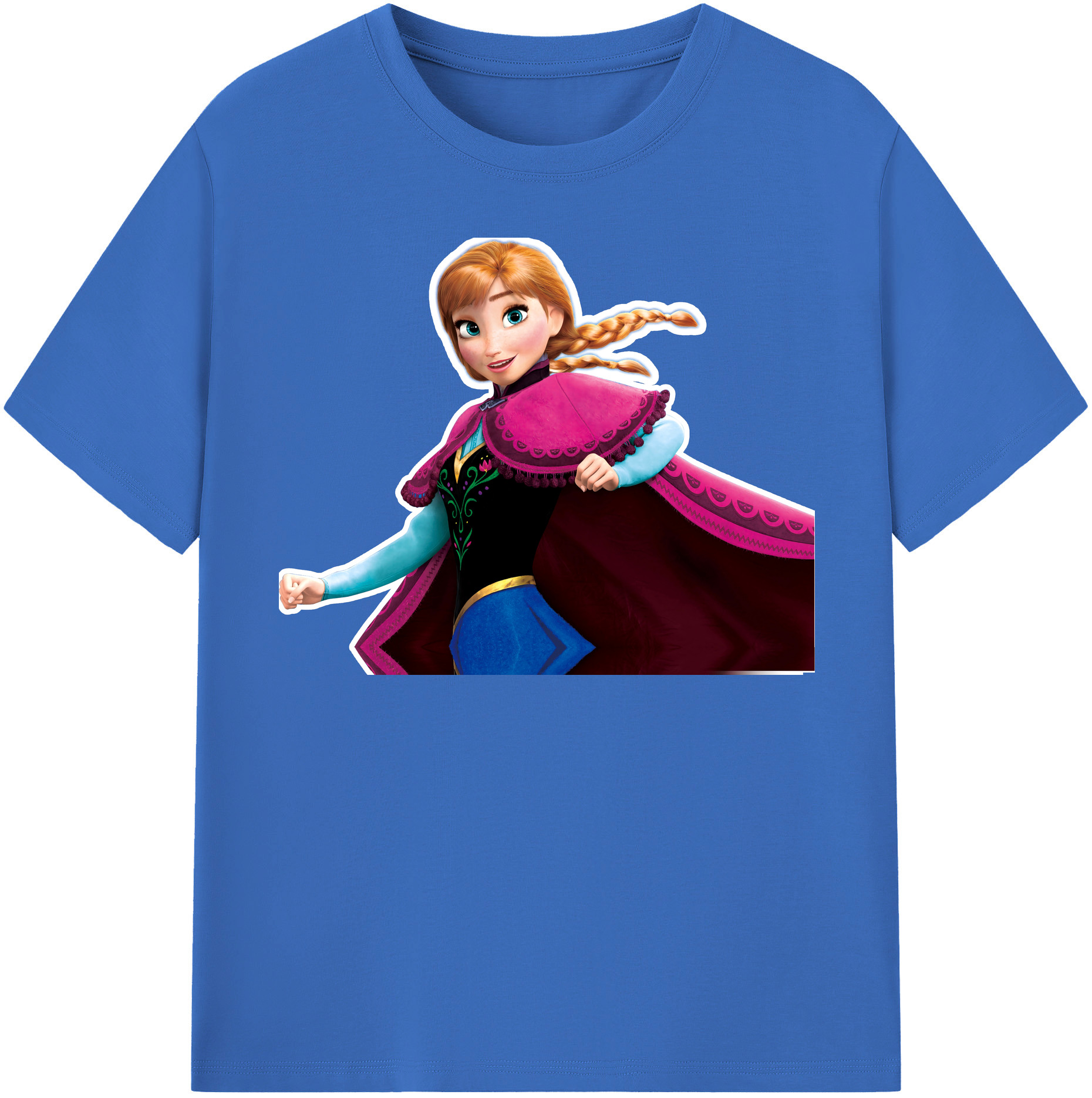 （画像用） アナと雪の女王 アンナ エルサ Frozen Anna Elsa 綿100％半袖Tシャツ（フロントプリント）