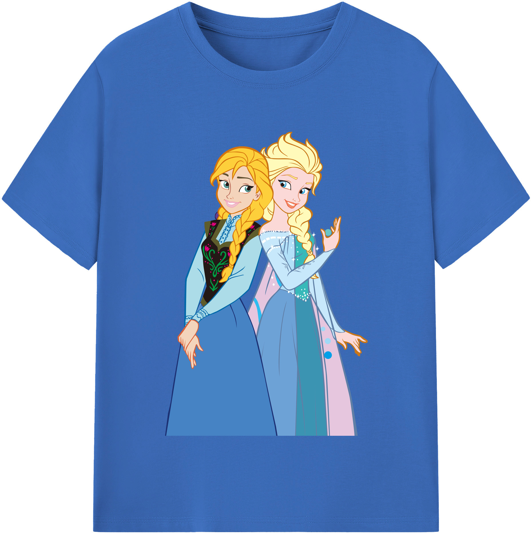 （画像用） アナと雪の女王 アンナ エルサ Frozen Anna Elsa 綿100％半袖Tシャツ（フロントプリント）
