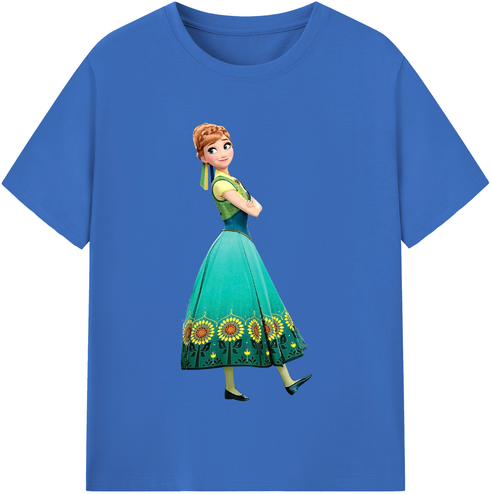 （画像用） アナと雪の女王 アンナ エルサ Frozen Anna Elsa 綿100％半袖Tシャツ（フロントプリント）
