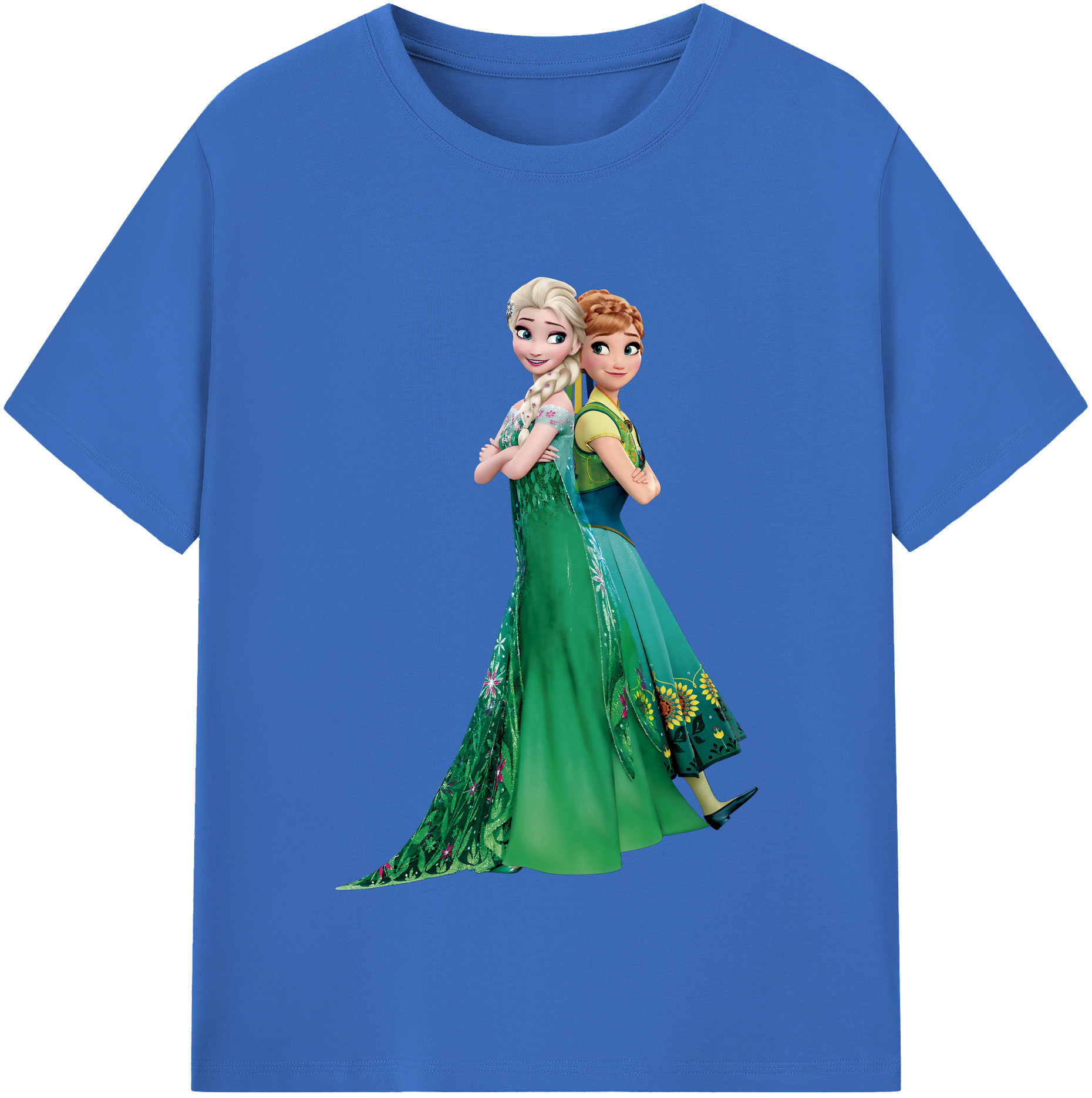 （画像用） アナと雪の女王 アンナ エルサ Frozen Anna Elsa 綿100％半袖Tシャツ（フロントプリント）