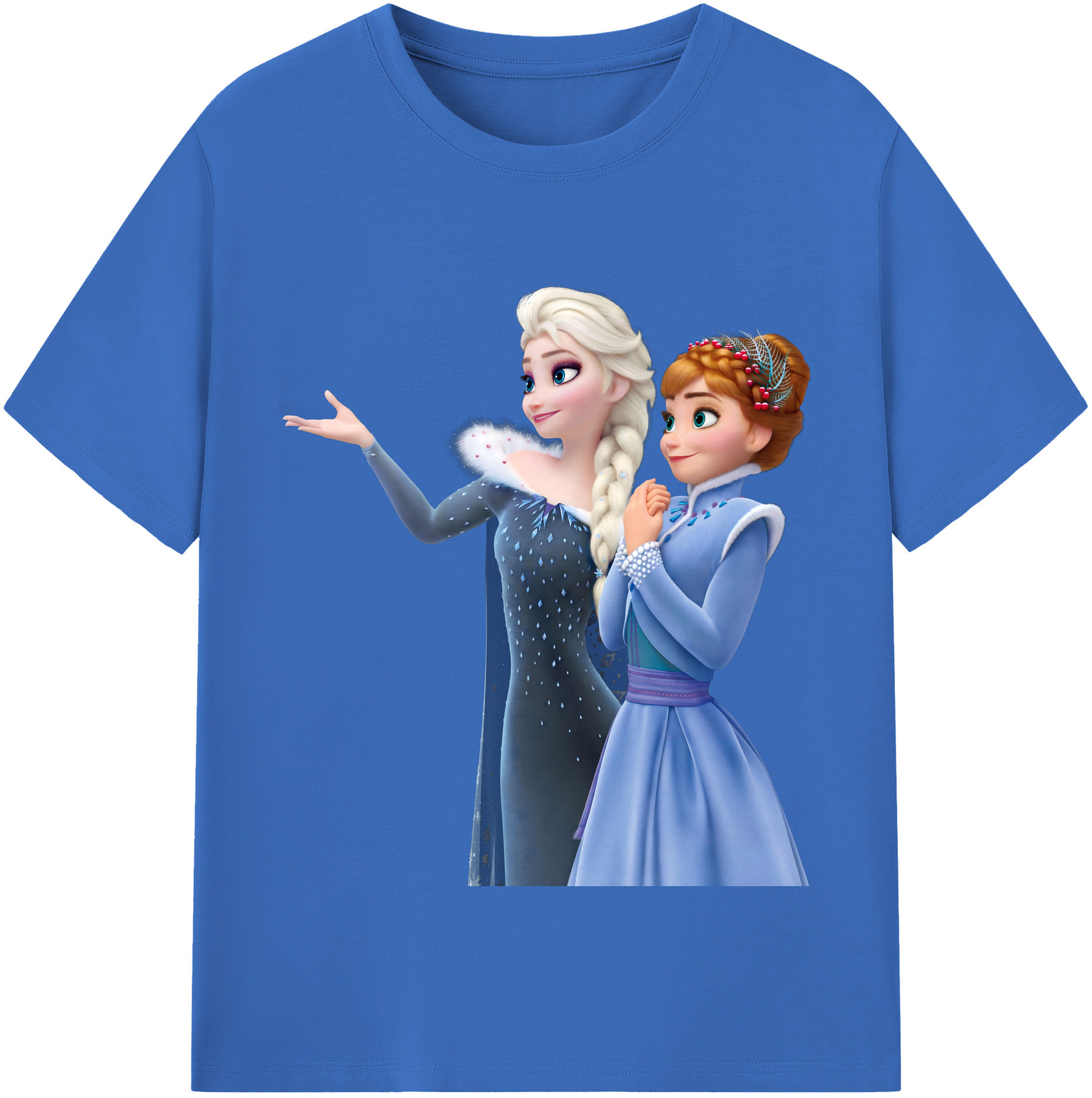（画像用） アナと雪の女王 アンナ エルサ Frozen Anna Elsa 綿100％半袖Tシャツ（フロントプリント）