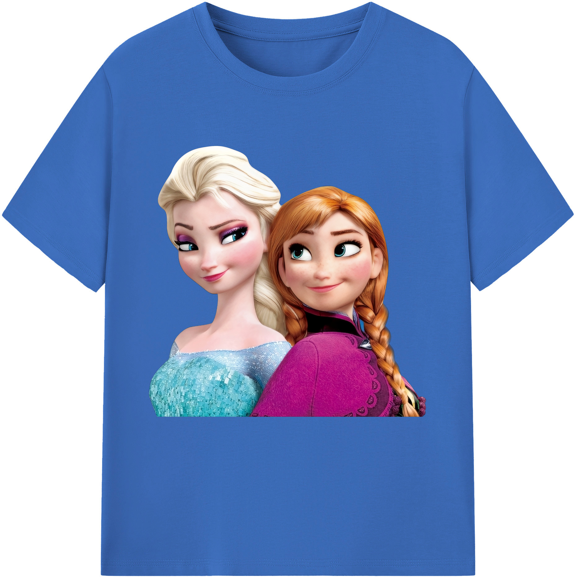 （画像用） アナと雪の女王 アンナ エルサ Frozen Anna Elsa 綿100％半袖Tシャツ（フロントプリント）