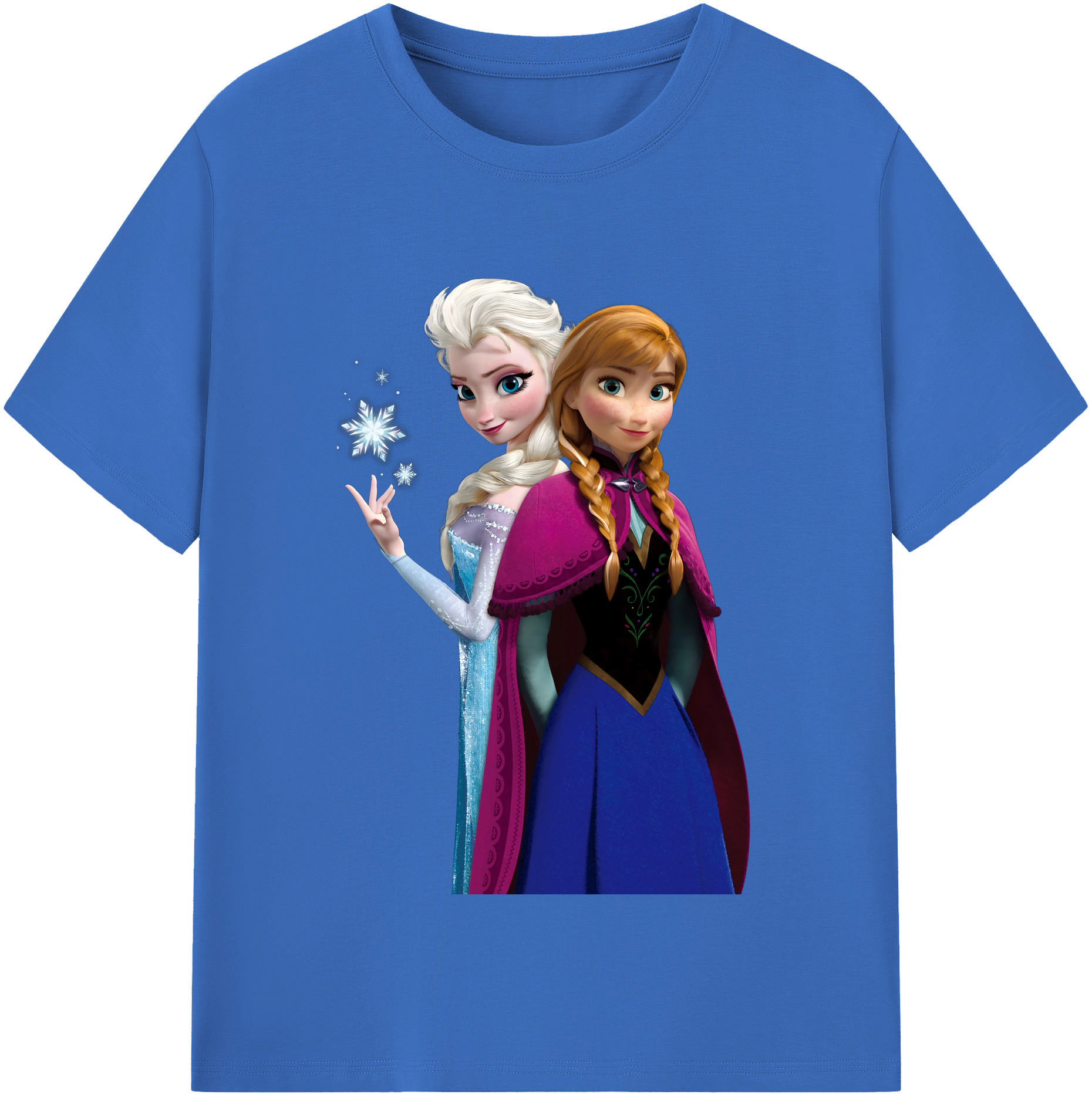 （画像用） アナと雪の女王 アンナ エルサ Frozen Anna Elsa 綿100％半袖Tシャツ（フロントプリント）