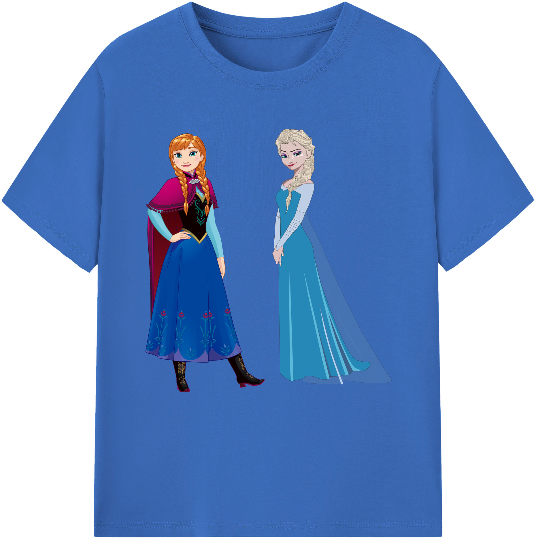 （画像用） アナと雪の女王 アンナ エルサ Frozen Anna Elsa 綿100％半袖Tシャツ（フロントプリント）