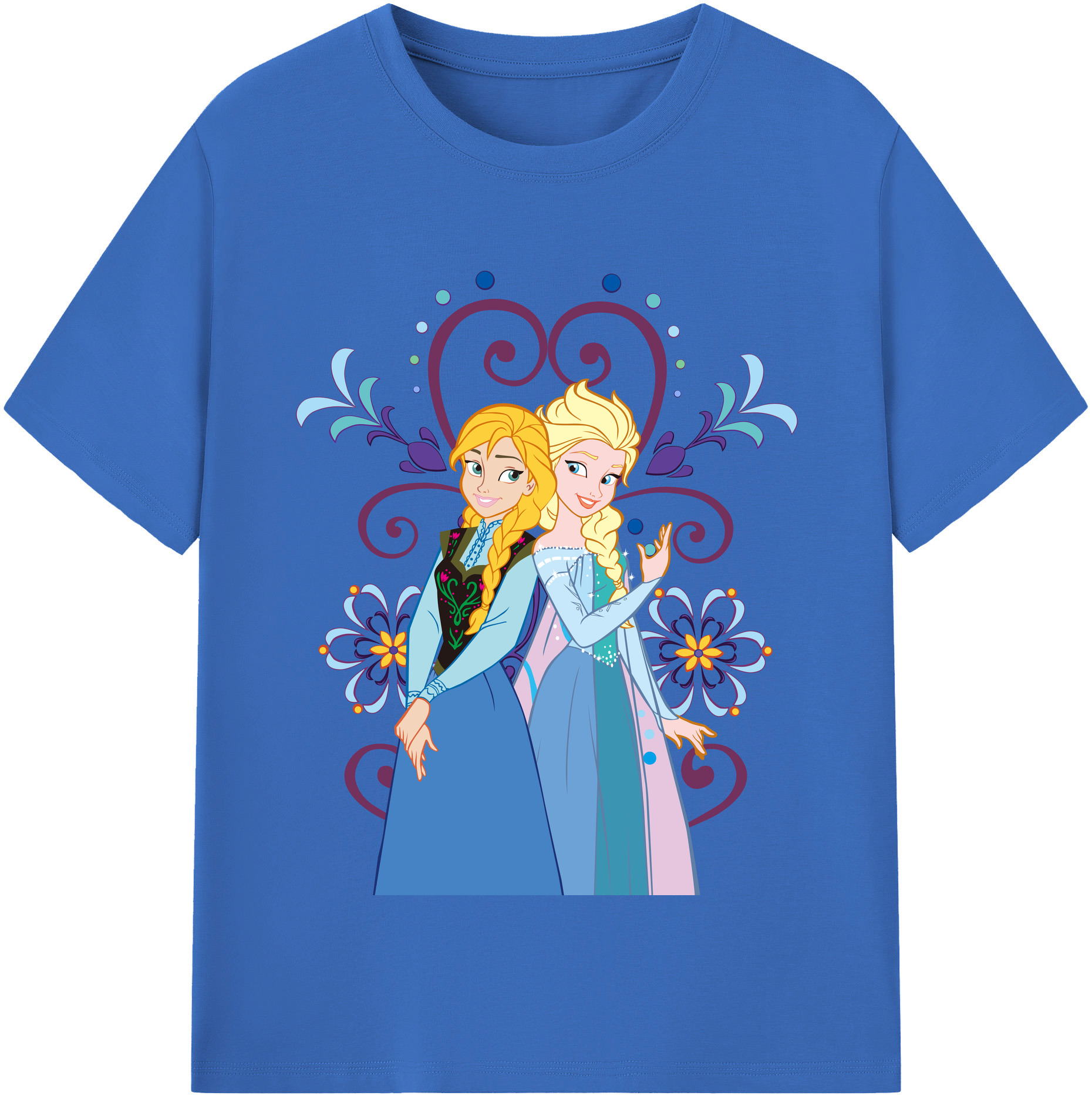 （画像用） アナと雪の女王 アンナ エルサ Frozen Anna Elsa 綿100％半袖Tシャツ（フロントプリント）